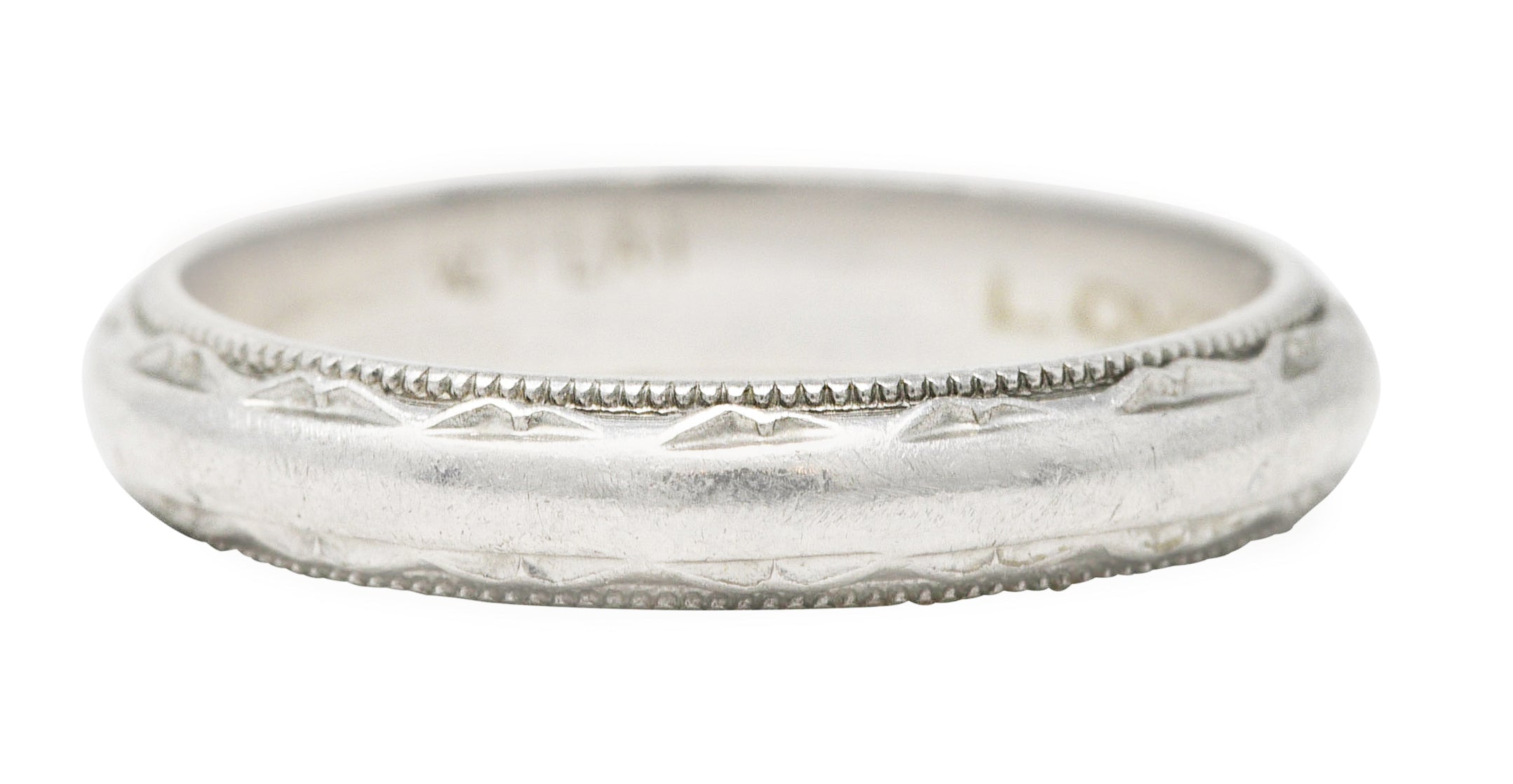 Vintage Platinum Decorative Wedding Band Ring Wilson's Estate Jewelry