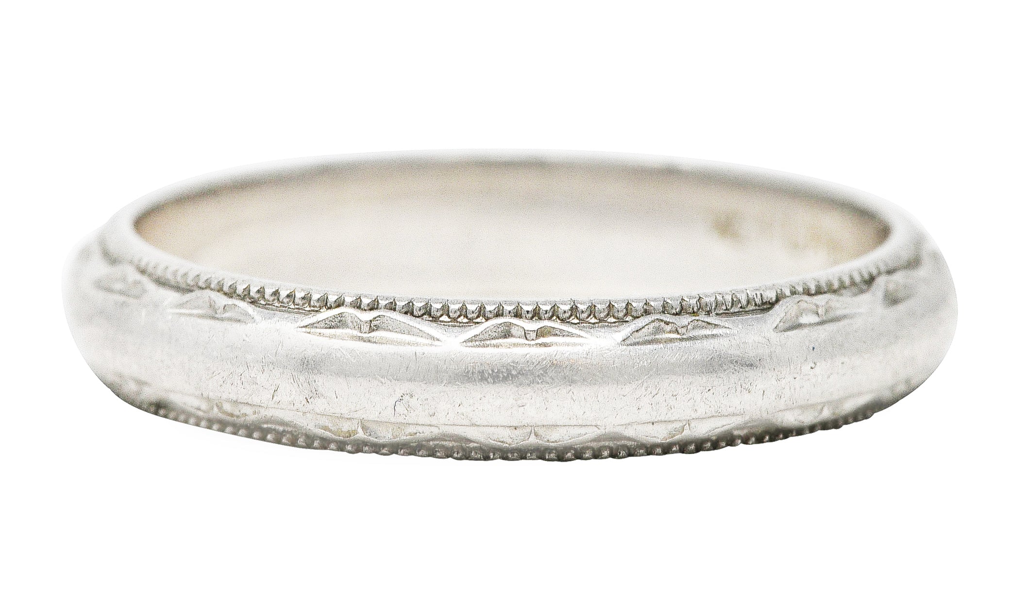 Vintage Platinum Decorative Wedding Band Ring Wilson's Estate Jewelry