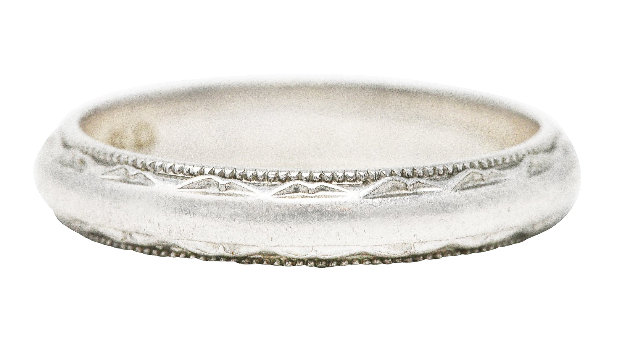 Vintage Platinum Decorative Wedding Band Ring Wilson's Estate Jewelry