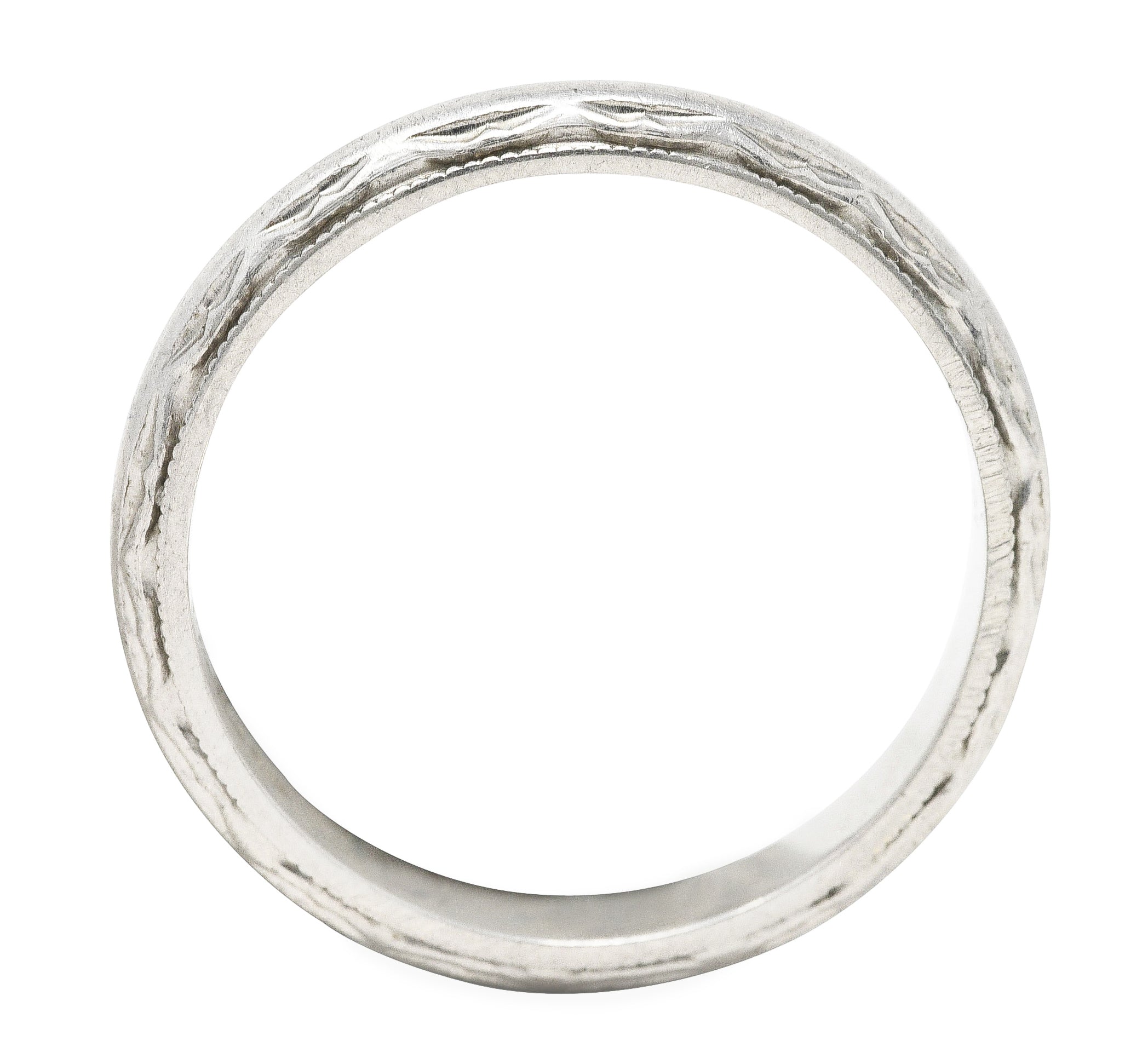 Vintage Platinum Decorative Wedding Band Ring Wilson's Estate Jewelry