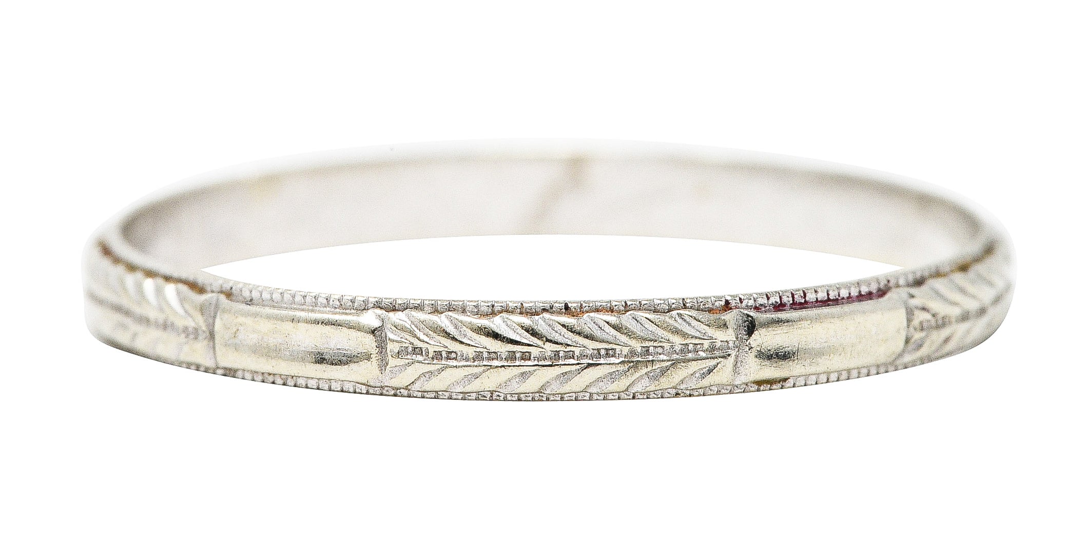 Art Deco 14 Karat White Gold Wheat Band Ring Wilson's Estate Jewelry