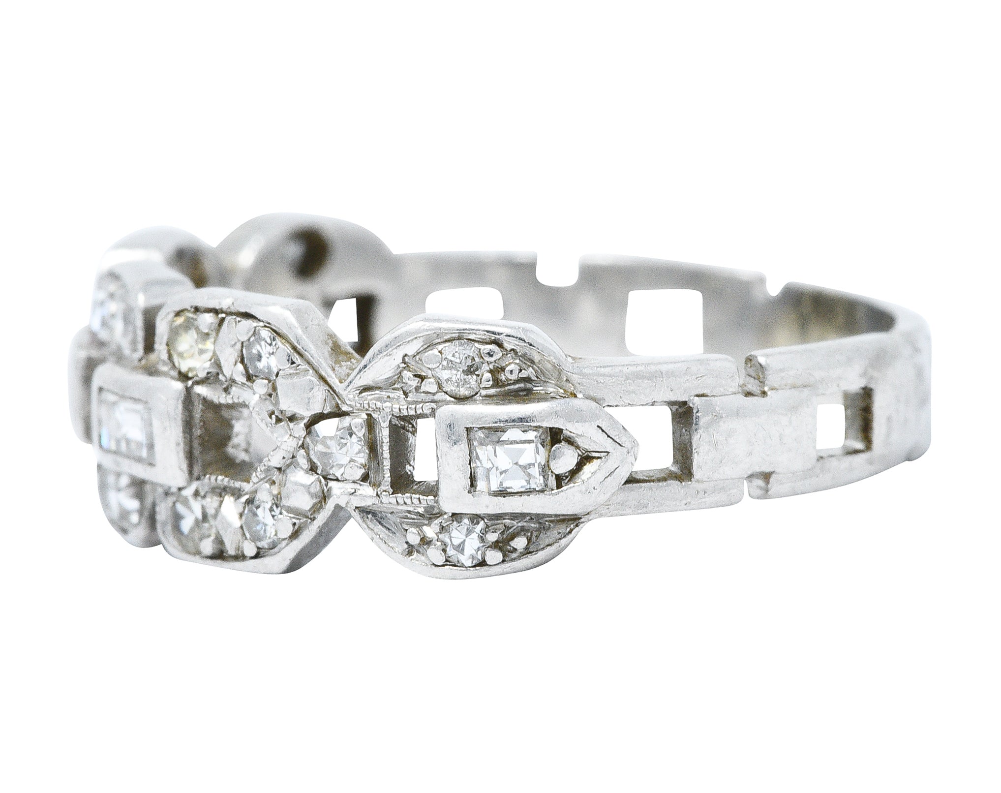 Art Deco 0.60 CTW Diamond Platinum Buckle Band RingRing - Wilson's Estate Jewelry