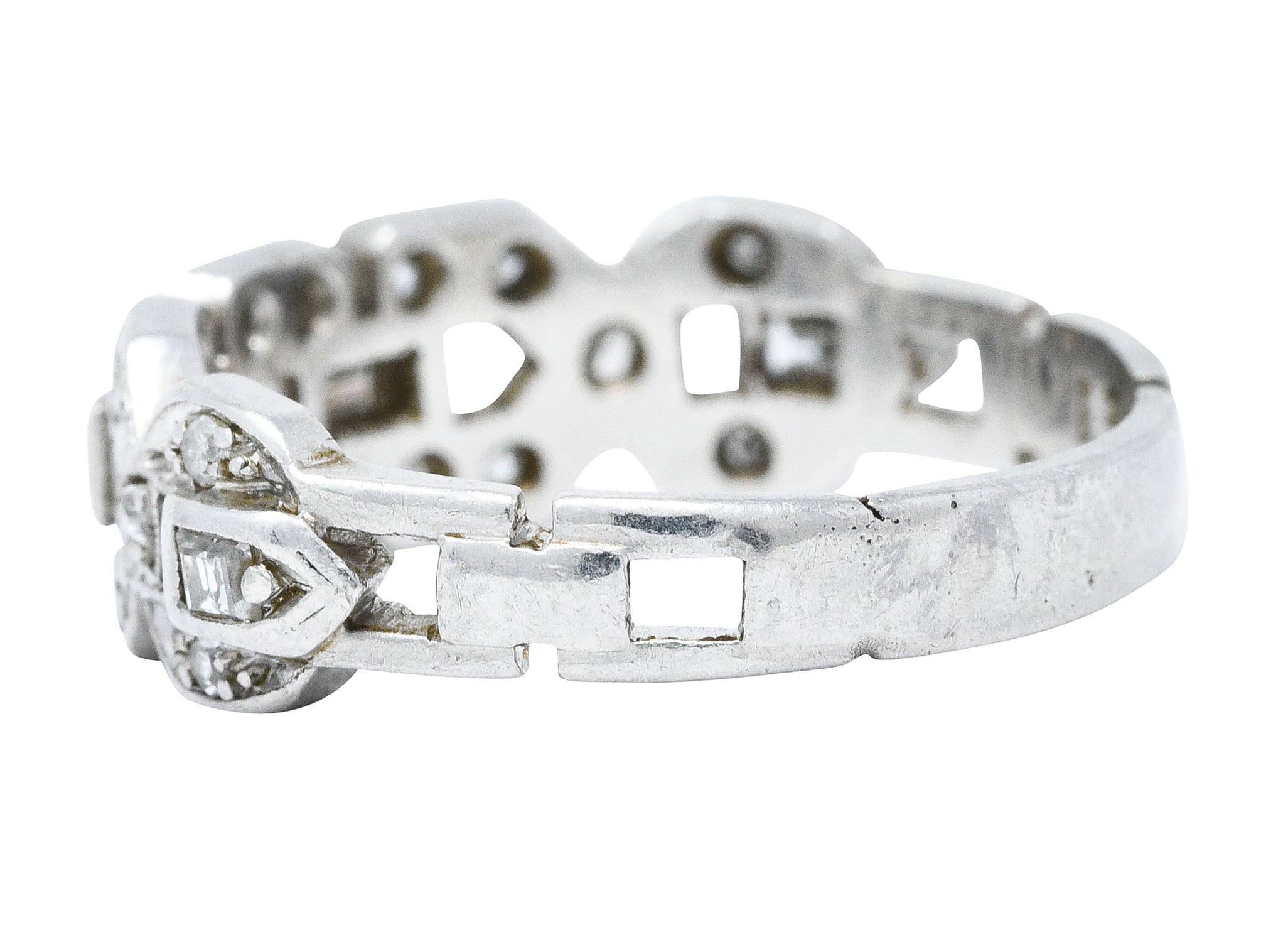 Art Deco 0.60 CTW Diamond Platinum Buckle Band RingRing - Wilson's Estate Jewelry