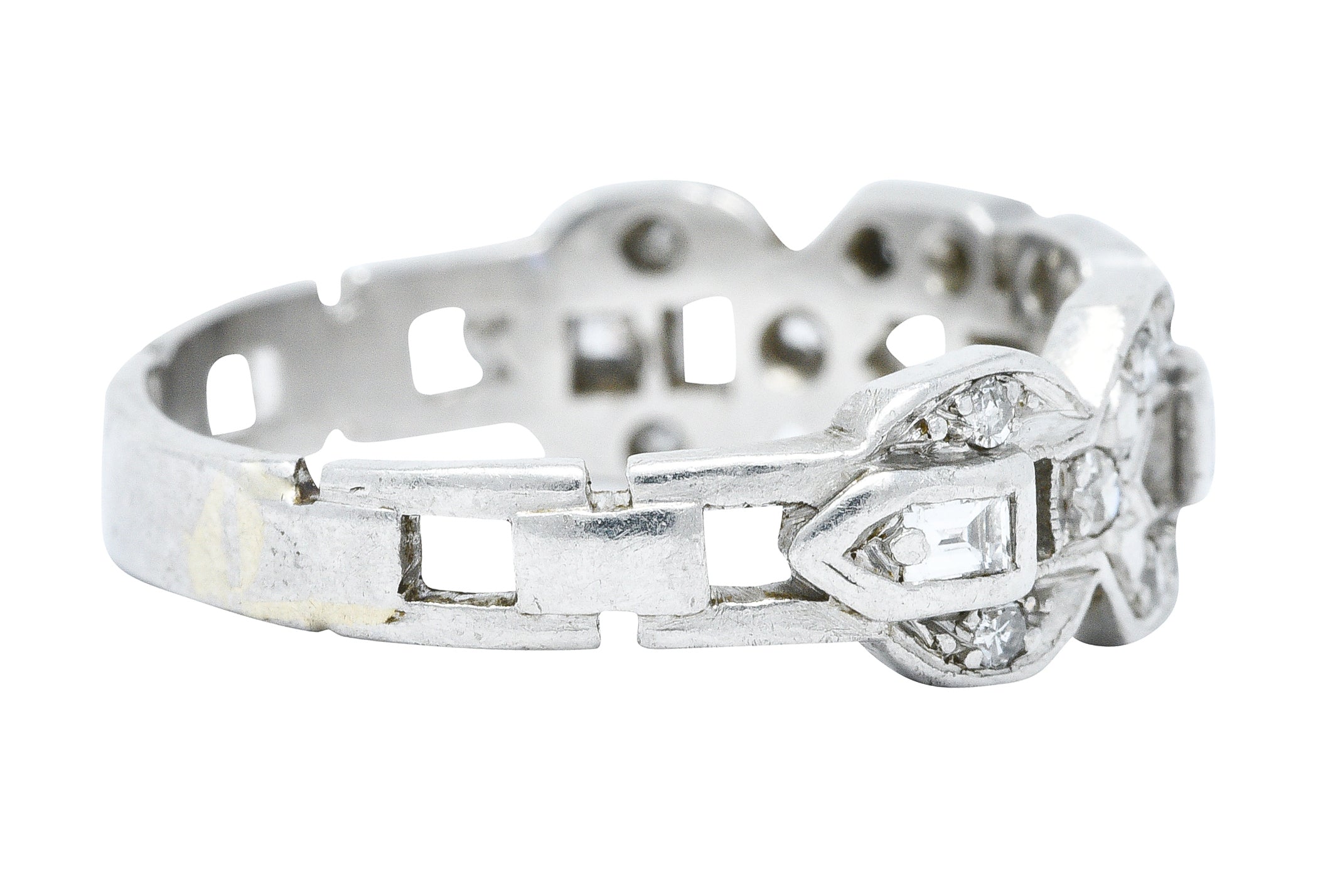 Art Deco 0.60 CTW Diamond Platinum Buckle Band RingRing - Wilson's Estate Jewelry