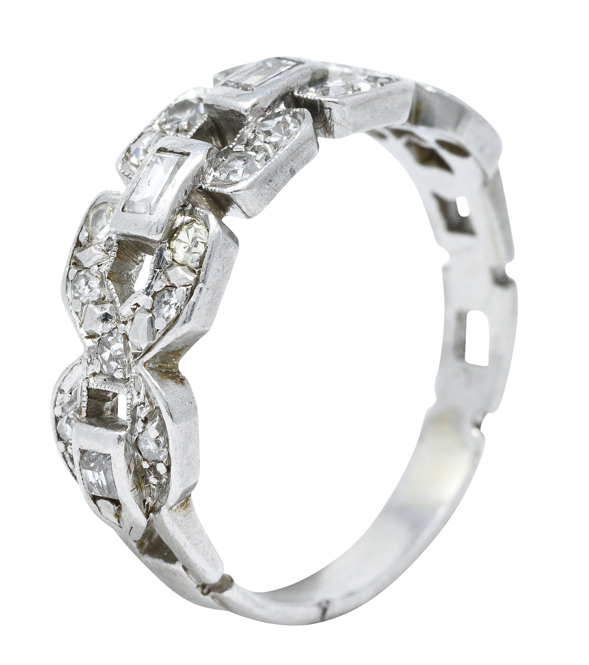 Art Deco 0.60 CTW Diamond Platinum Buckle Band RingRing - Wilson's Estate Jewelry