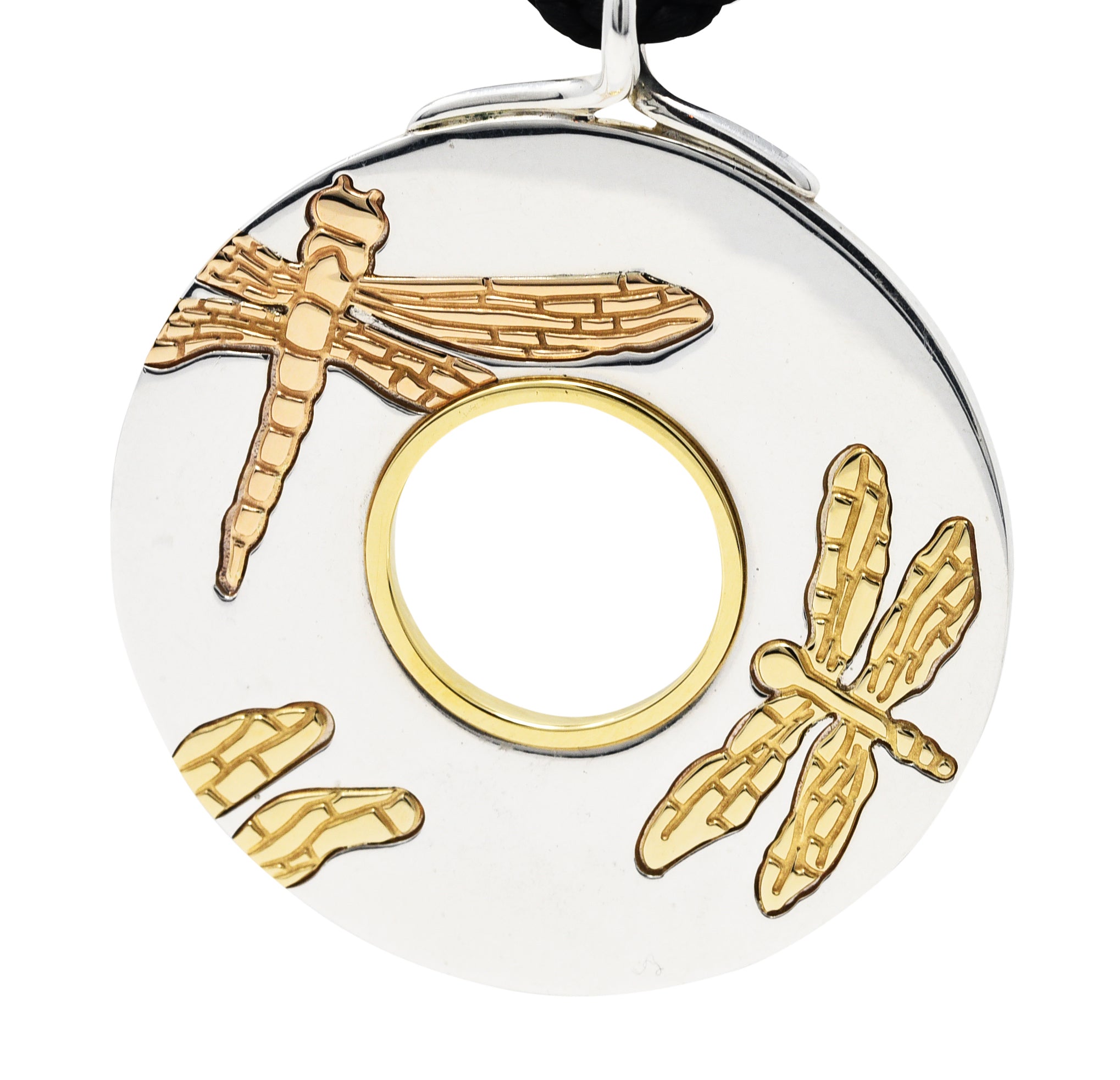 Tiffany & Co. 18 Karat Gold Sterling Silver Silk Cord Dragonfly Pendant NecklaceNecklace - Wilson's Estate Jewelry