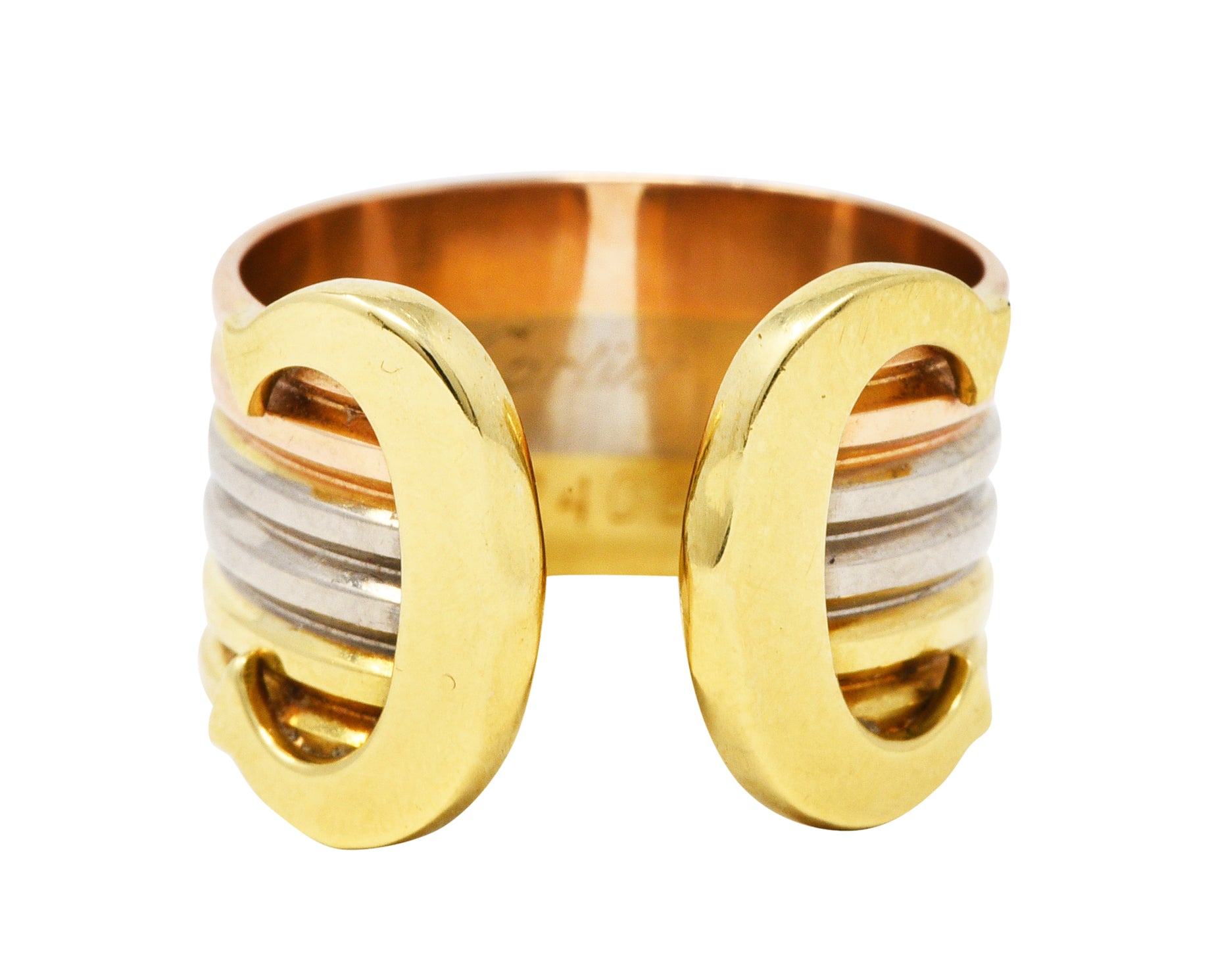 1980's Cartier Vintage Tri-Color 18 Karat Gold Trinity Cuff RingRing - Wilson's Estate Jewelry