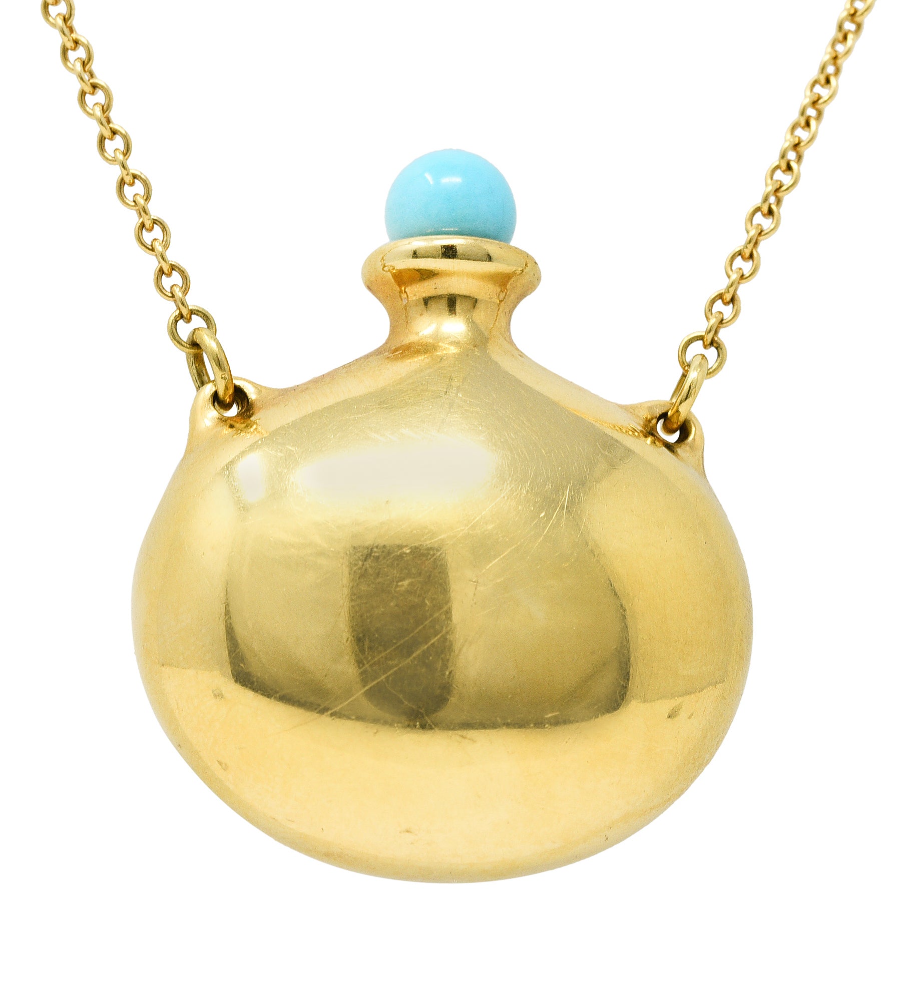 Elsa Peretti Tiffany & Co. Turquoise 18 Karat Gold Bottle NecklaceNecklace - Wilson's Estate Jewelry