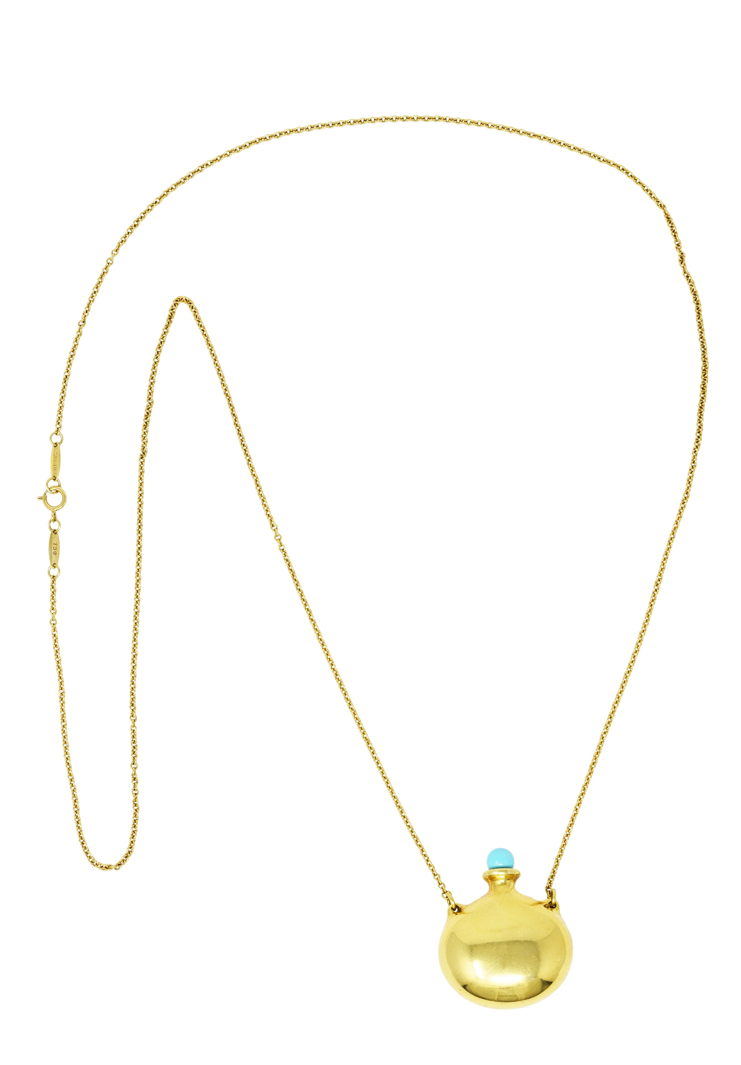 Elsa Peretti Tiffany & Co. Turquoise 18 Karat Gold Bottle NecklaceNecklace - Wilson's Estate Jewelry