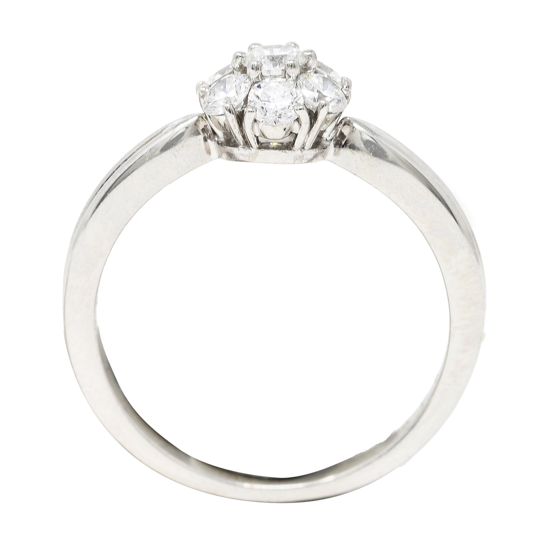 Van Cleef & Arpels 0.46 CTW Diamond Platinum Fleurette Cluster Engagement Ring Wilson's Estate Jewelry