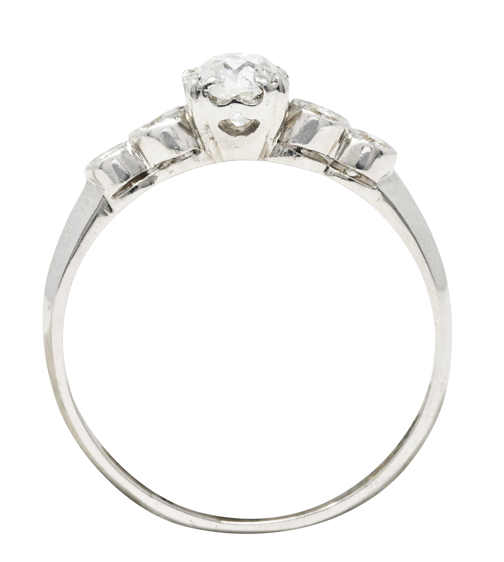 .11111 SH 1930's Art Deco 0.64 CTW Diamond Platinum Five Stone Engagement Ring GIA Wilson's Estate Jewelry