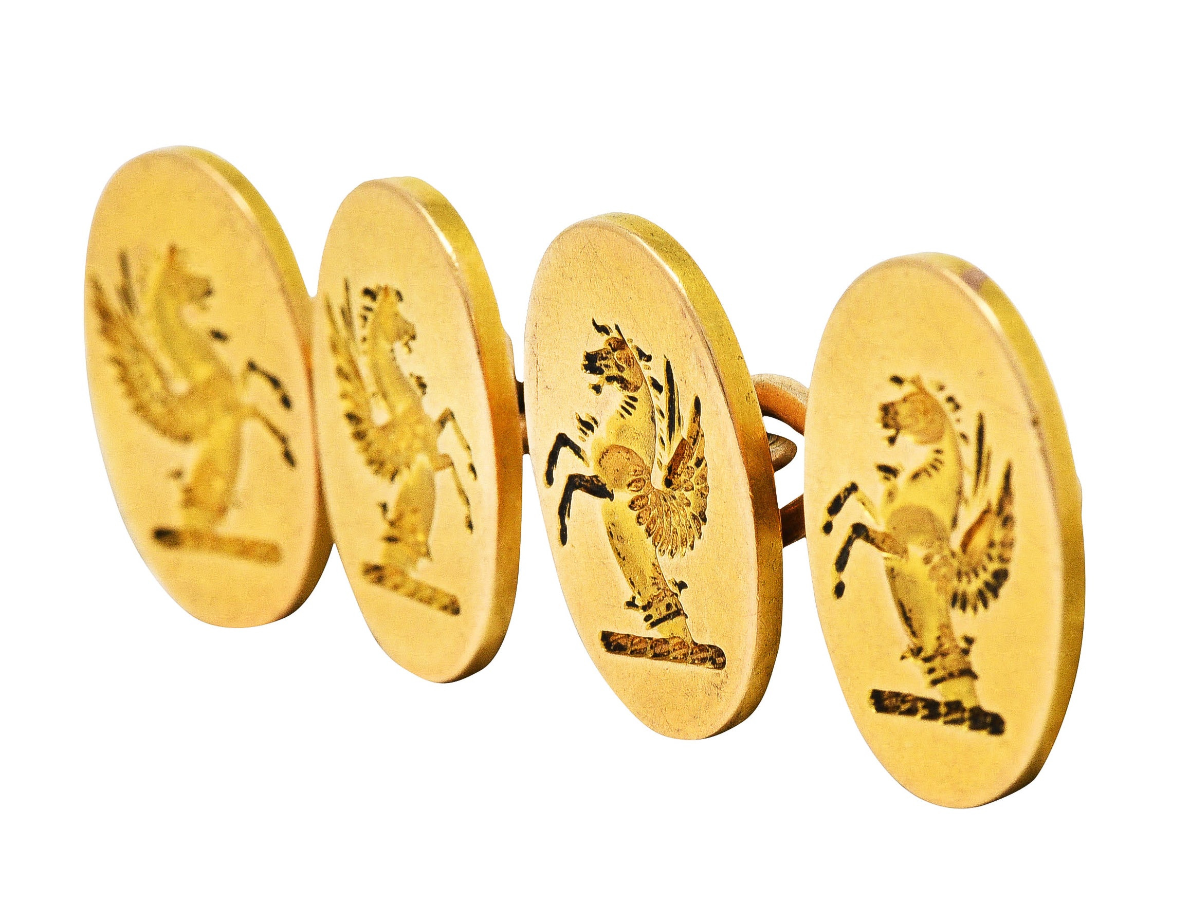 Art Nouveau 18 Karat Yellow Gold Pegasus Signet CufflinksCufflinks - Wilson's Estate Jewelry