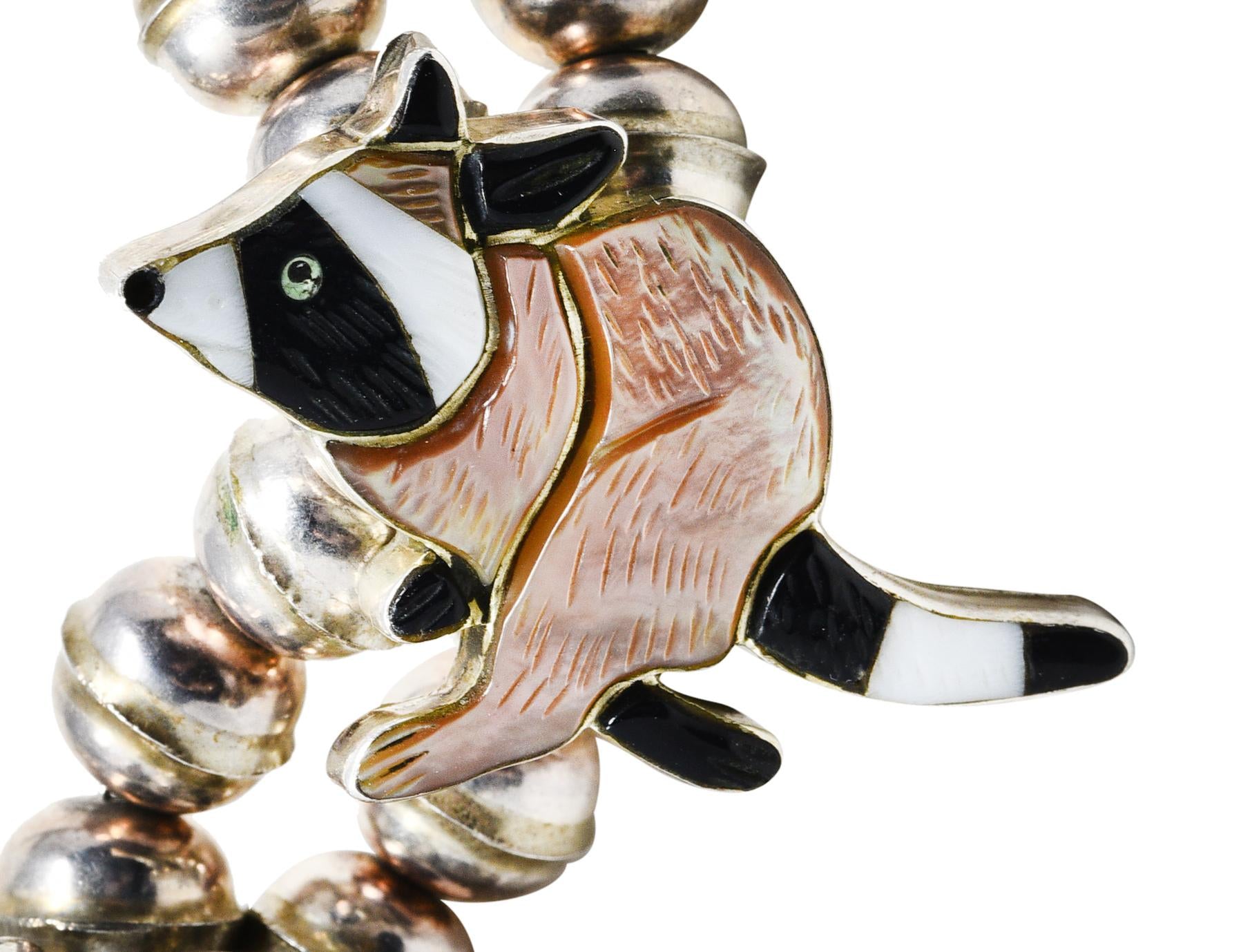 Virgil & Shirley Benn 1970's Mother-Of-Pearl Inlay Sterling Silver Necklace