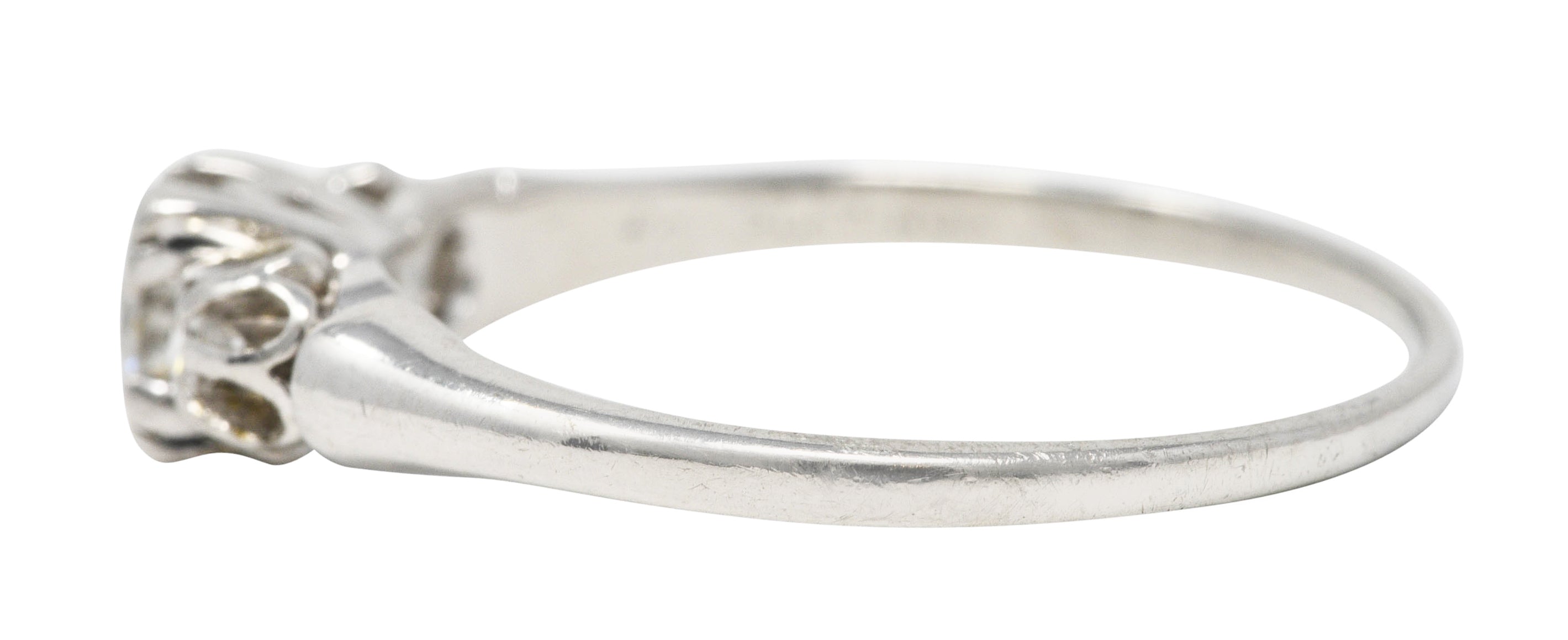 1930's Art Deco 0.44 CTW Diamond Platinum Three Stone Engagement Ring Wilson's Estate Jewelry