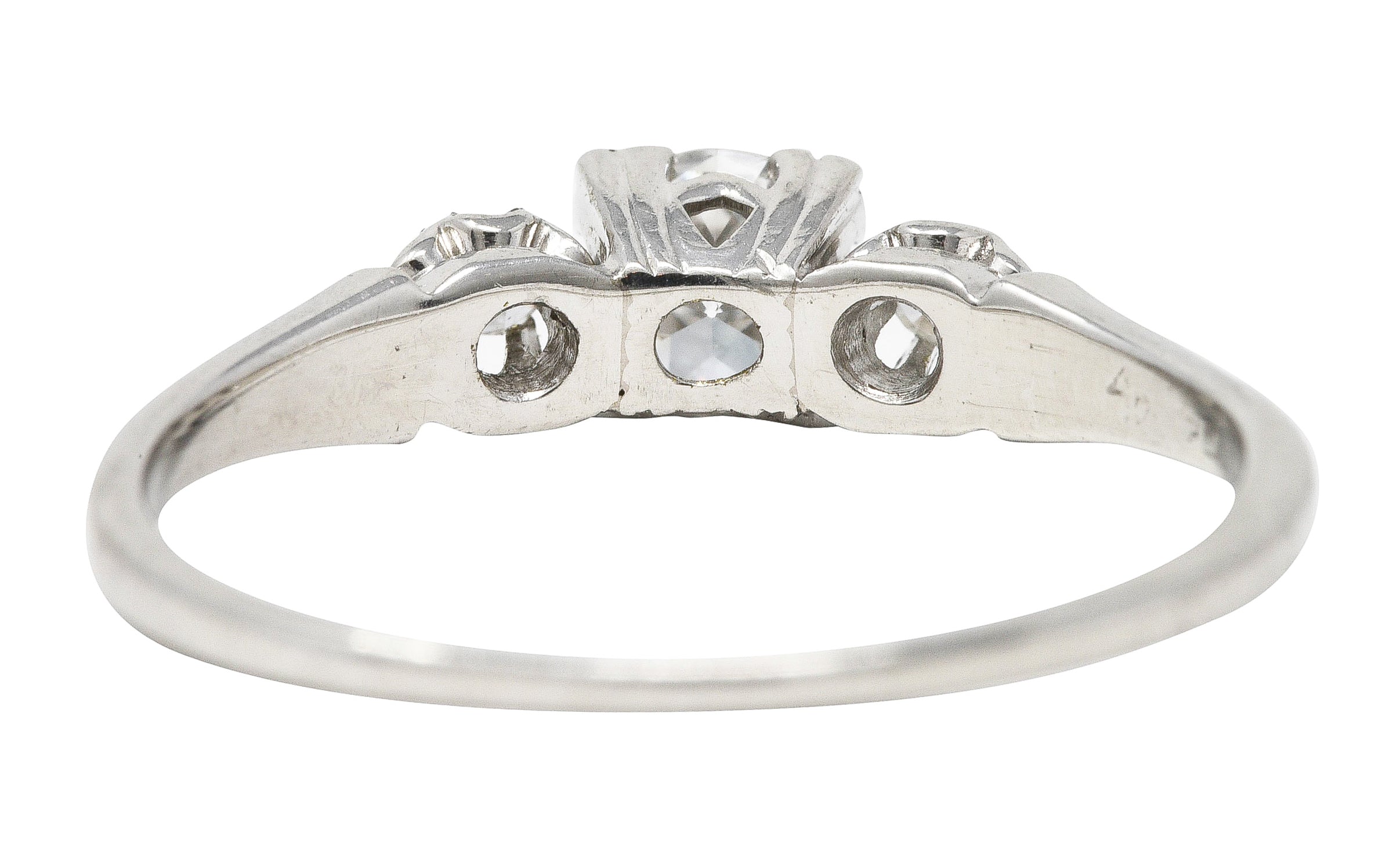1930's Art Deco 0.44 CTW Diamond Platinum Three Stone Engagement Ring Wilson's Estate Jewelry