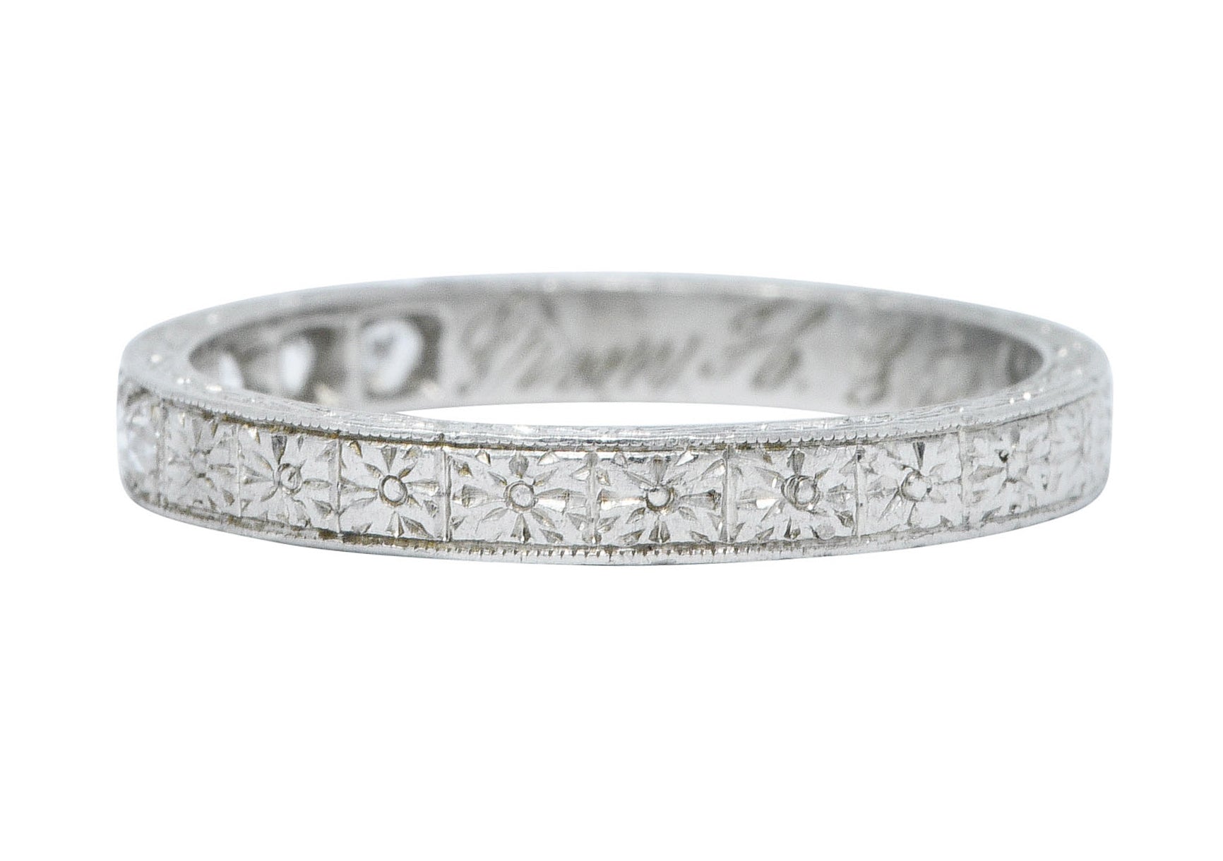 1920's Art Deco Diamond Platinum Floral Wedding Band RingRing - Wilson's Estate Jewelry