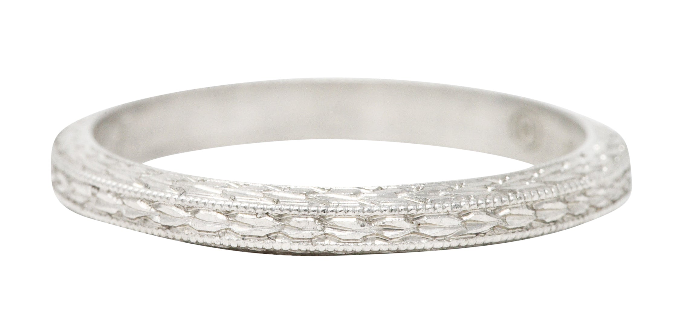 1920's H. Oppenheimer Co. Art Deco Platinum Engraved Wheat Band Ring Wilson's Estate Jewelry