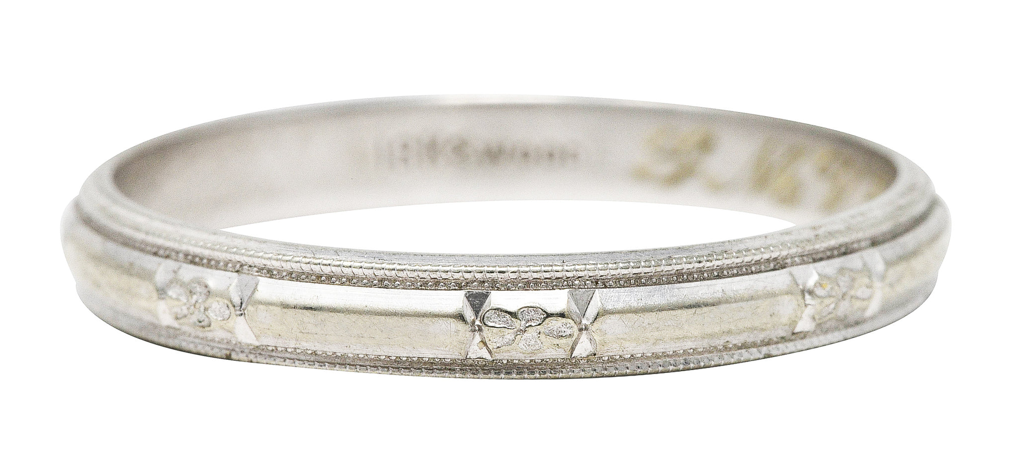 1930’s J.R. Wood & Sons Art Deco 18 Karat White Gold Floral Station Men