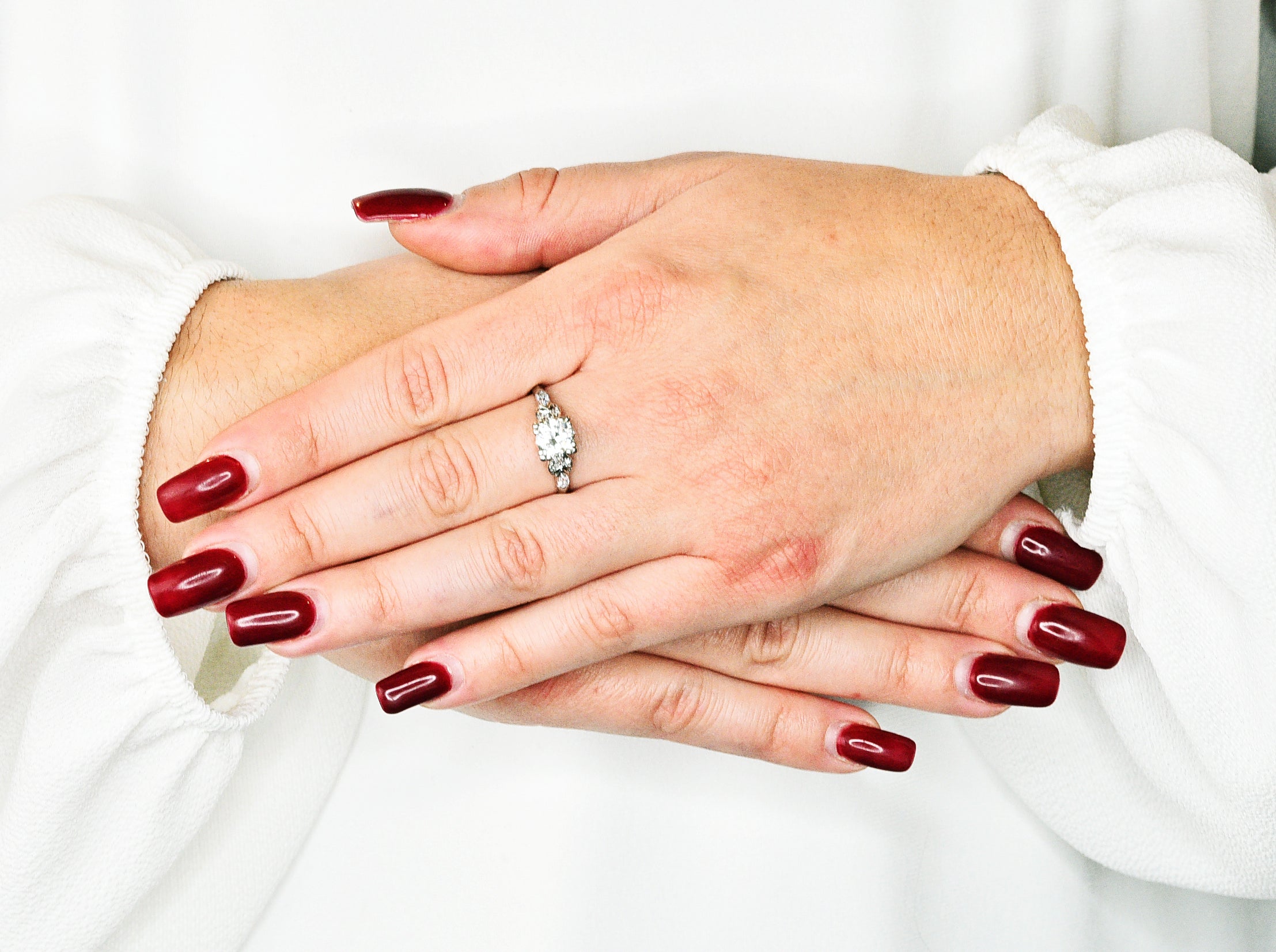Art Deco 1.45 CTW Diamond Platinum Half Moon Engagement RingRing - Wilson's Estate Jewelry
