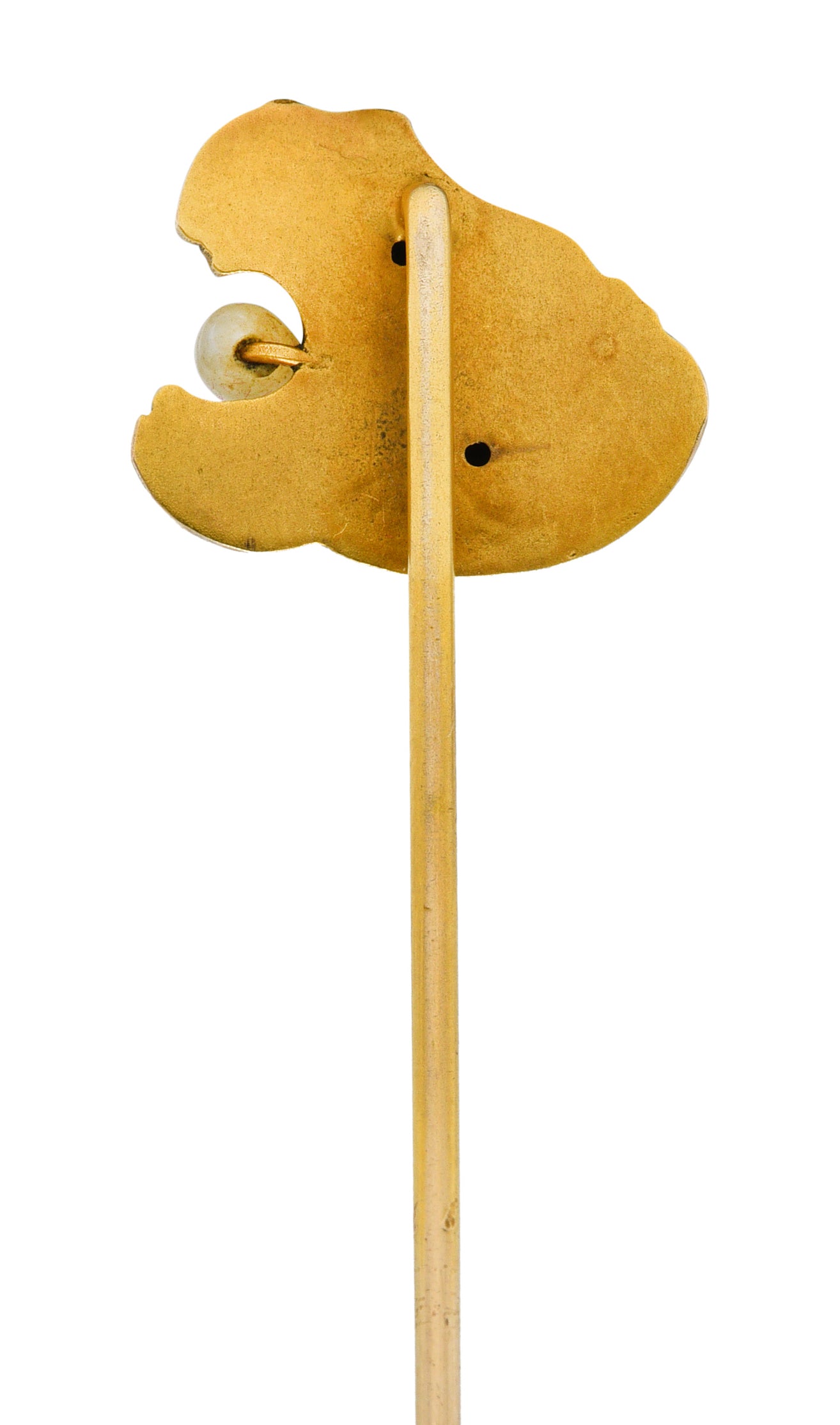 Art Nouveau Pearl 14 Karat Yellow Gold Hippo Antique Stickpin Wilson's Estate Jewelry