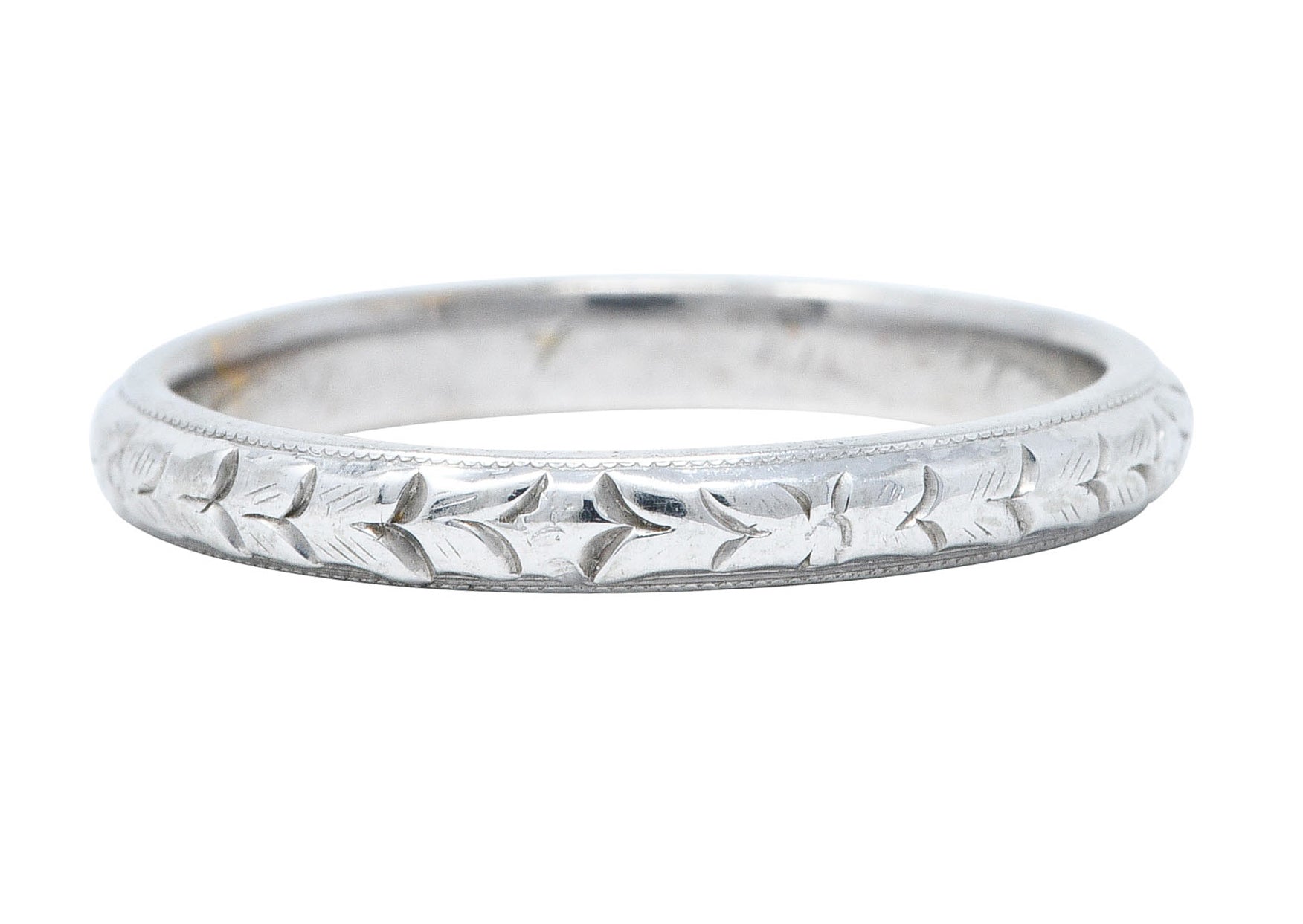 1915 Edwardian 18 Karat White Gold Garland Eternity Band RingRing - Wilson's Estate Jewelry