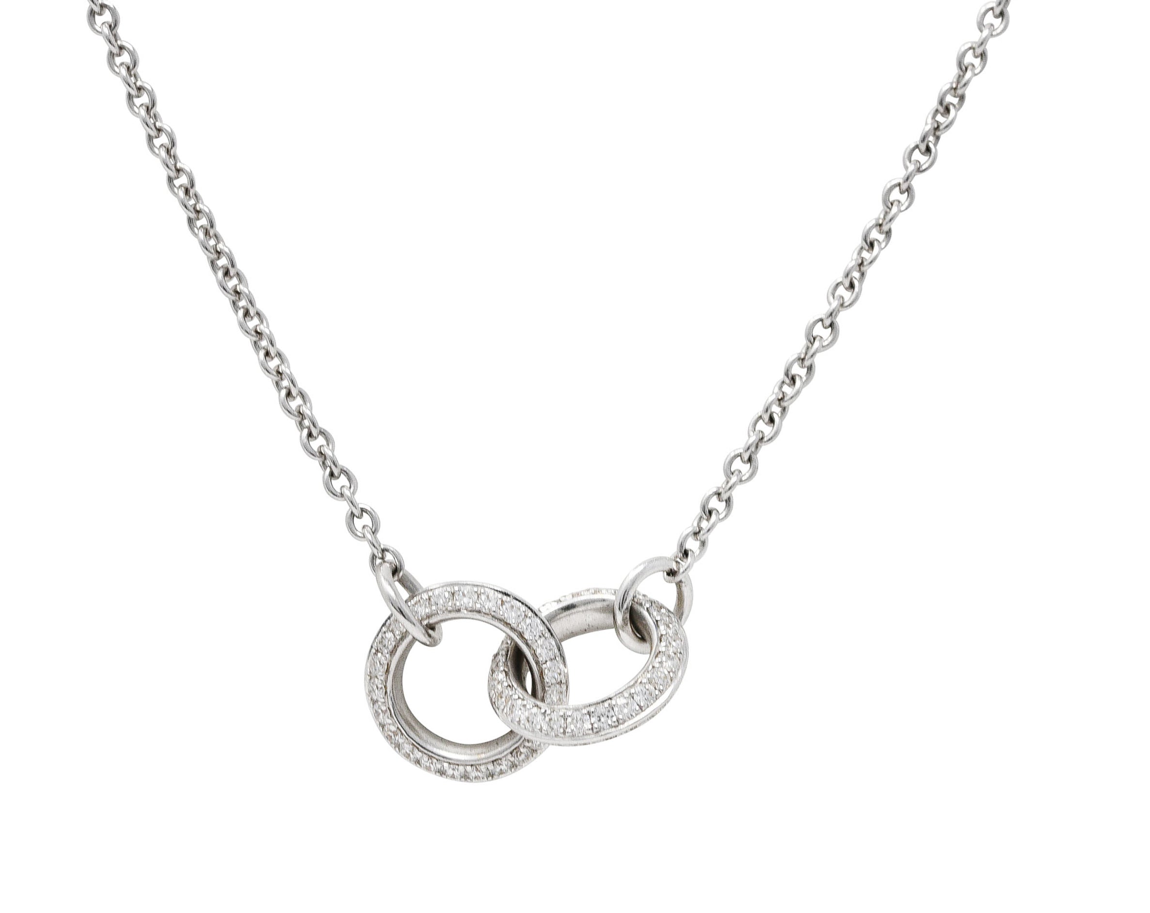 2000's Diamond 18 Karat White Gold Interlocking Rings Station NecklaceNecklace - Wilson's Estate Jewelry