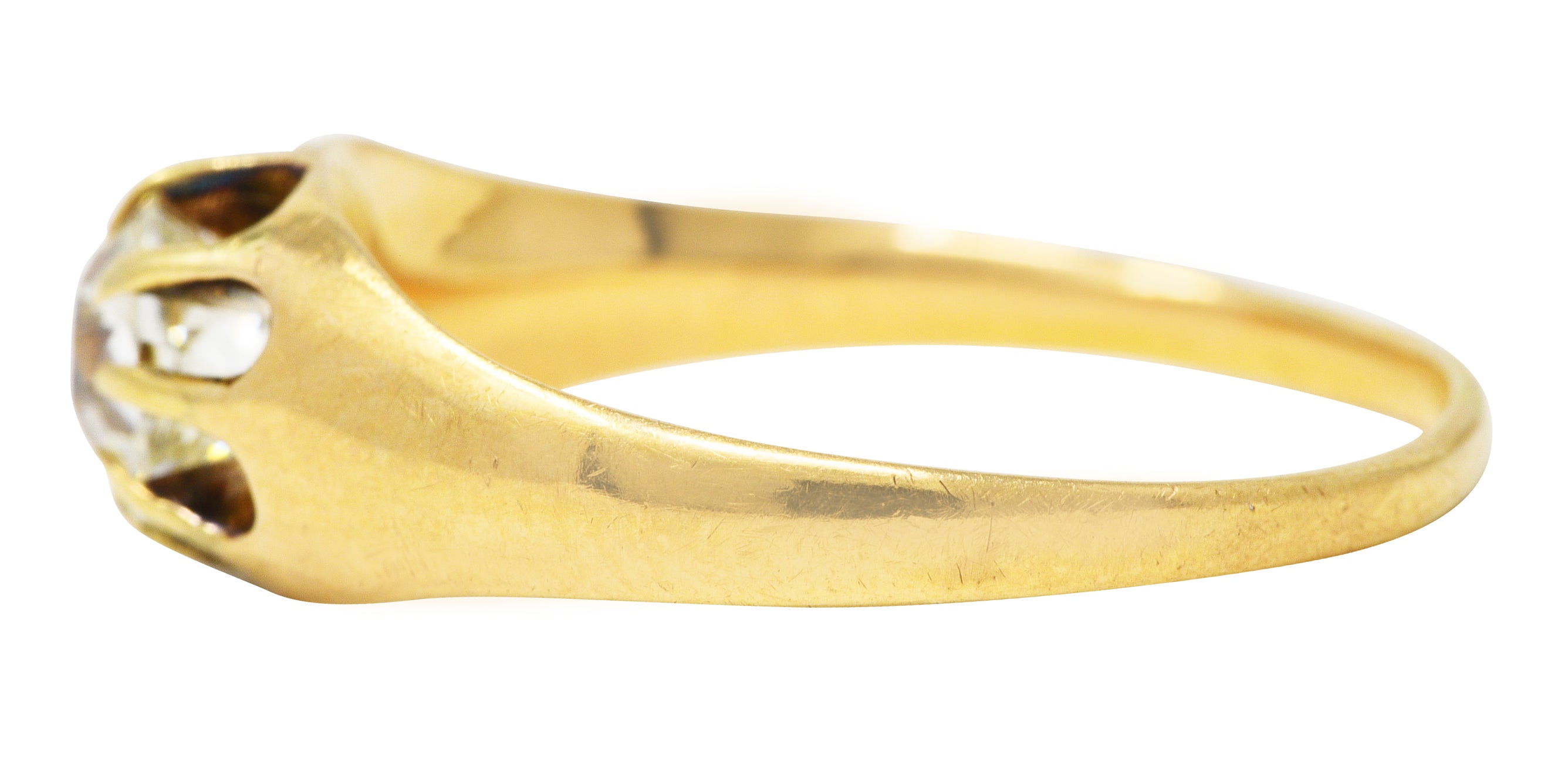 Victorian Old European Cut 0.78 CTW Diamond 14 Karat Yellow Gold Belcher Set Solitaire Antique Engagement Ring Wilson's Estate Jewelry