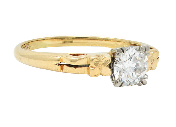Retro 0.53 CTW European Cut Diamond 14 Karat Gold Blossom Engagement Ring