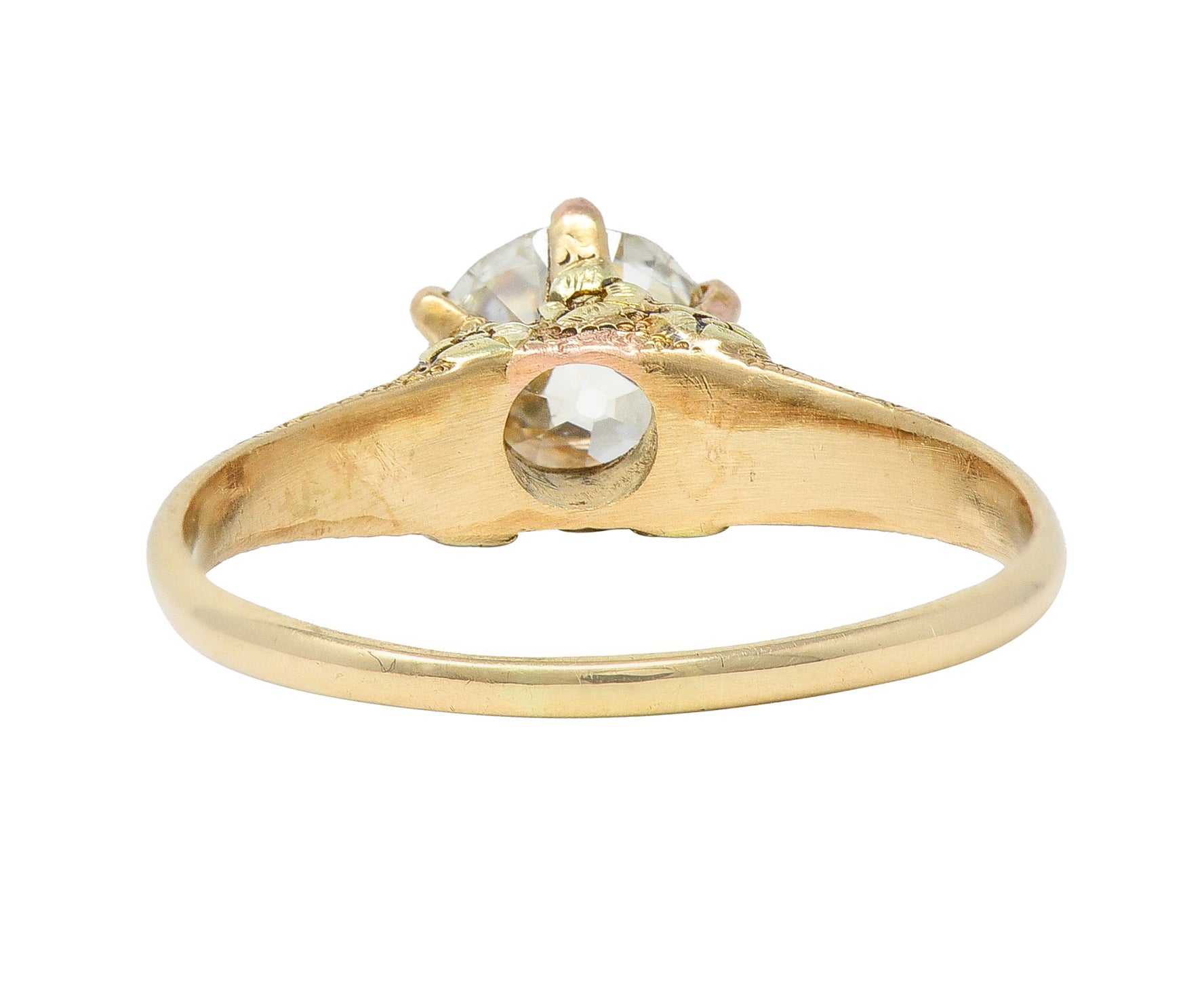 Arts & Crafts 0.90 CTW European Diamond 14 Karat Gold Antique Engagement Ring