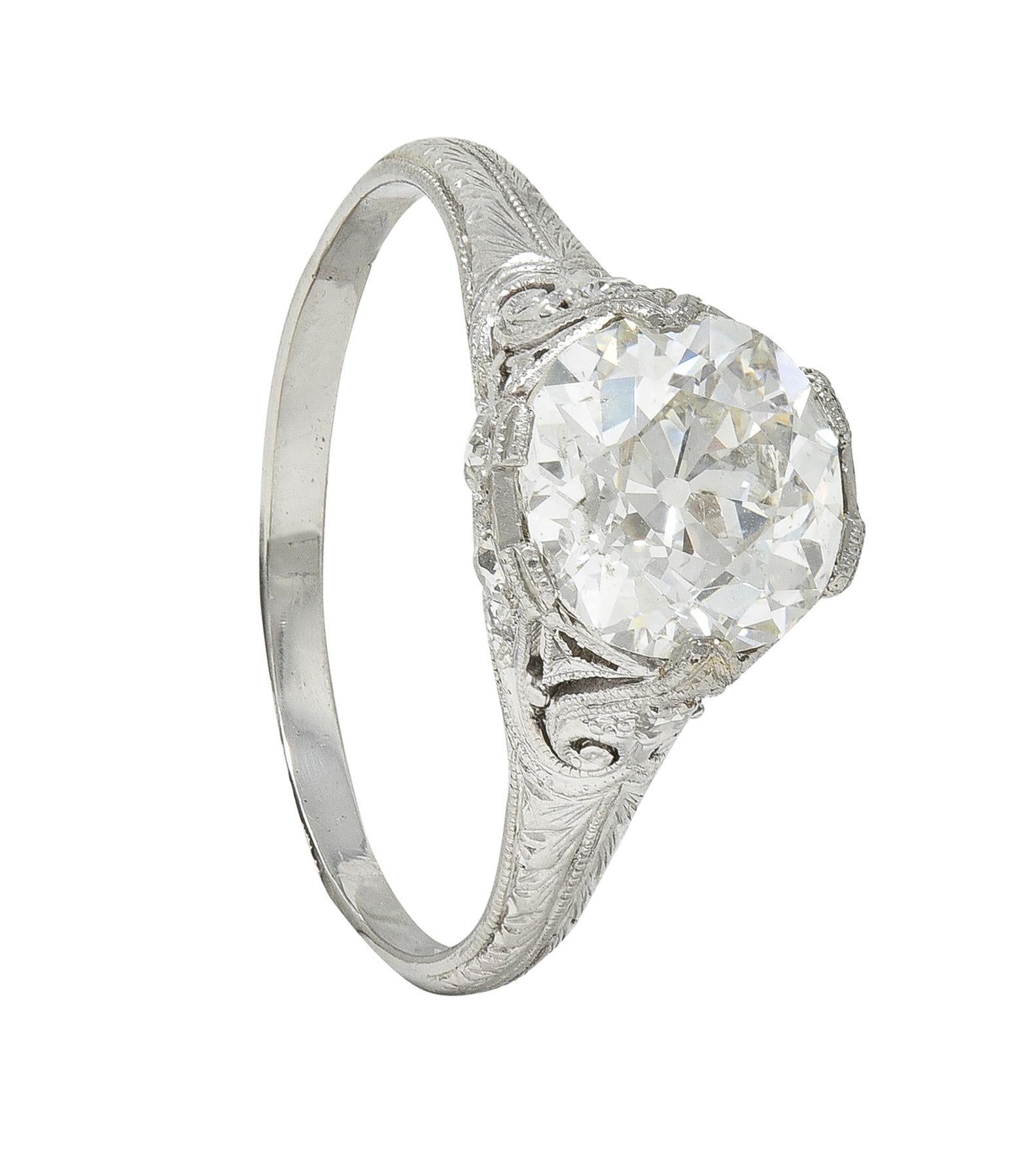 Edwardian 2.36 CTW Old European Cut Diamond Platinum Antique Engagement Ring
