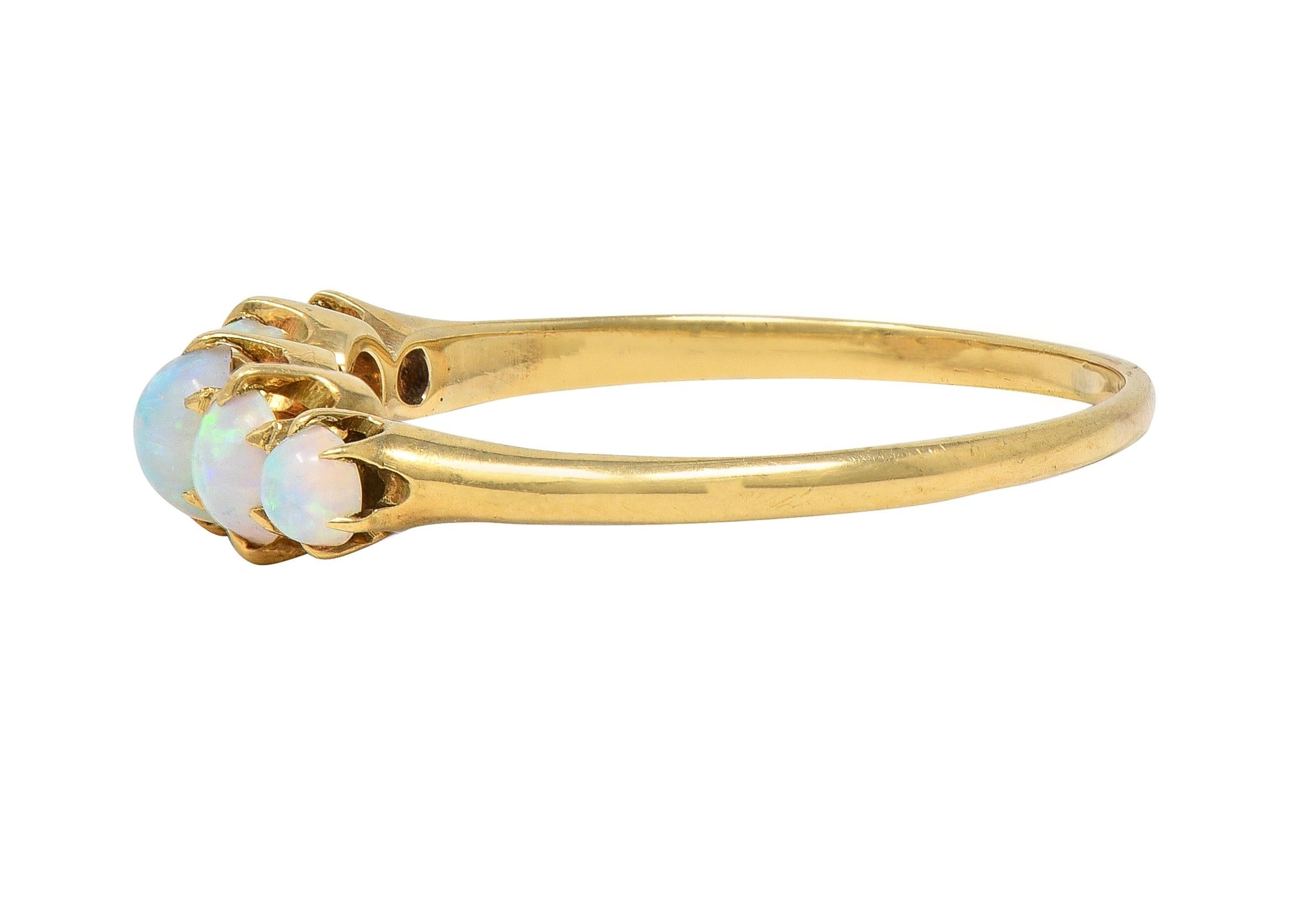Late Victorian Opal 14 Karat Yellow Gold Antique Five Stone Band Ring