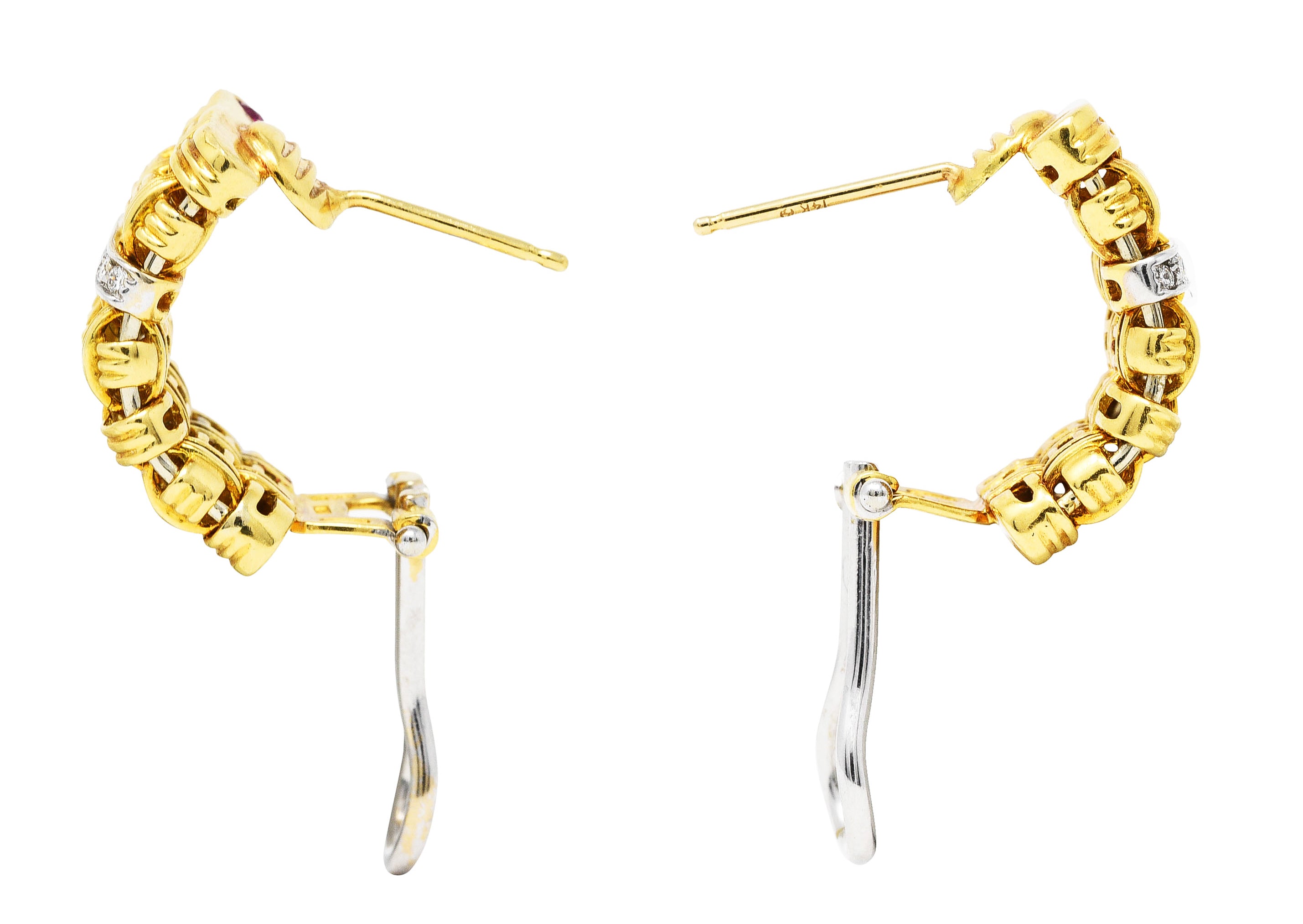Roberto Coin Diamond 18 Karat Two-Tone Gold Appassionata Half-Hoop EarringsEarrings - Wilson's Estate Jewelry