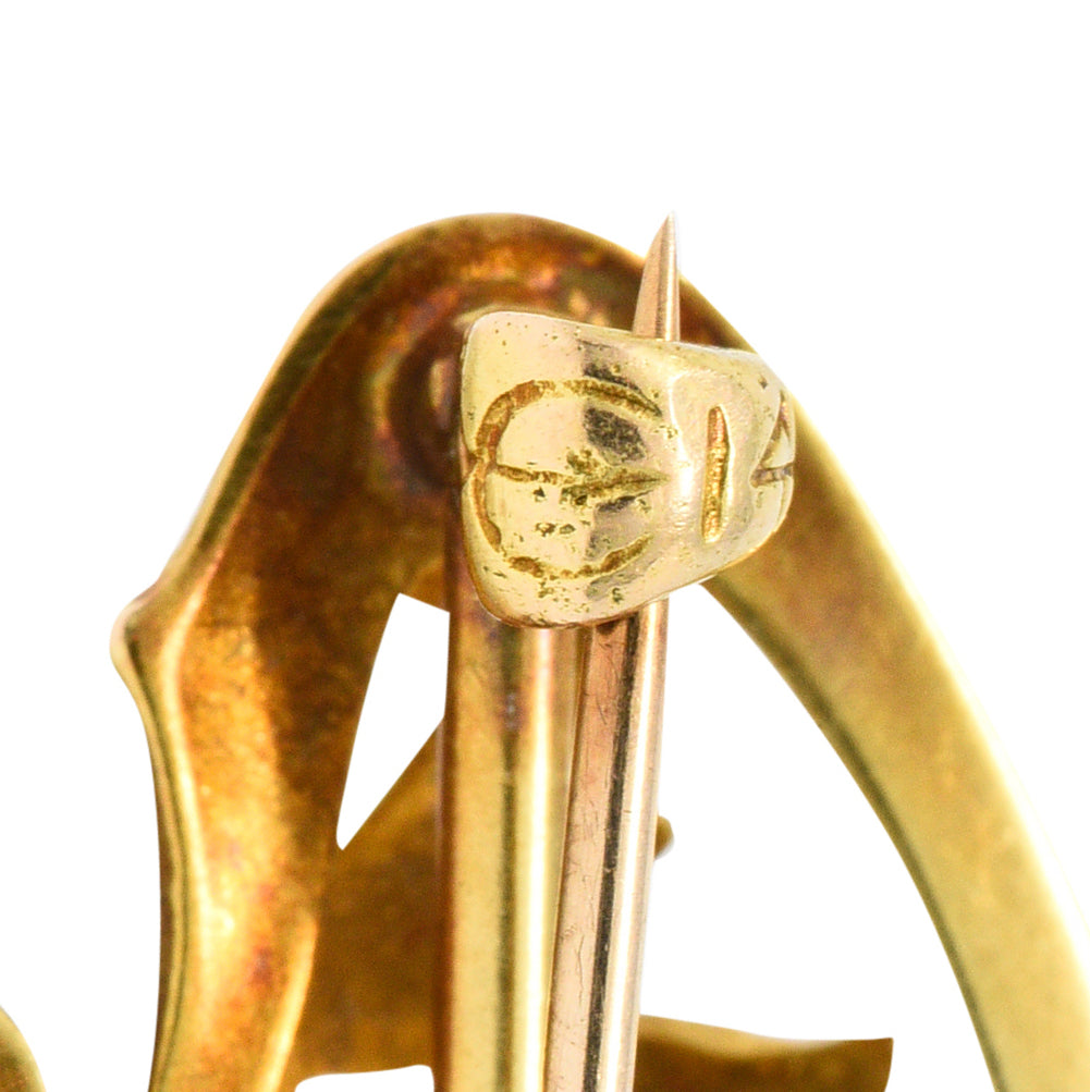 Whiteside & Blank Art Nouveau Amethyst Enamel 14 Karat Gold BroochBrooch - Wilson's Estate Jewelry