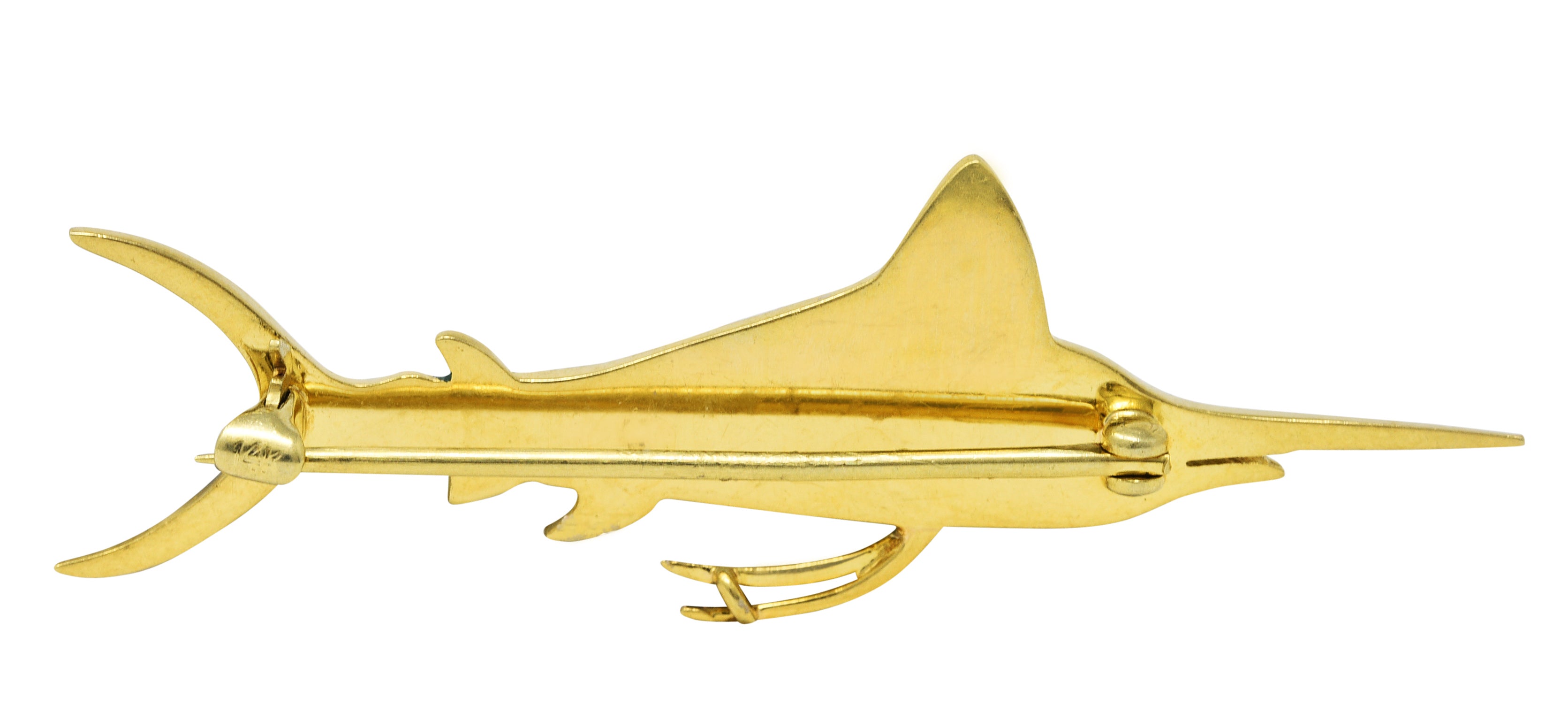 1950's Enamel 14 Karat Yellow Gold Marlin Fish Unisex BroochBrooch - Wilson's Estate Jewelry