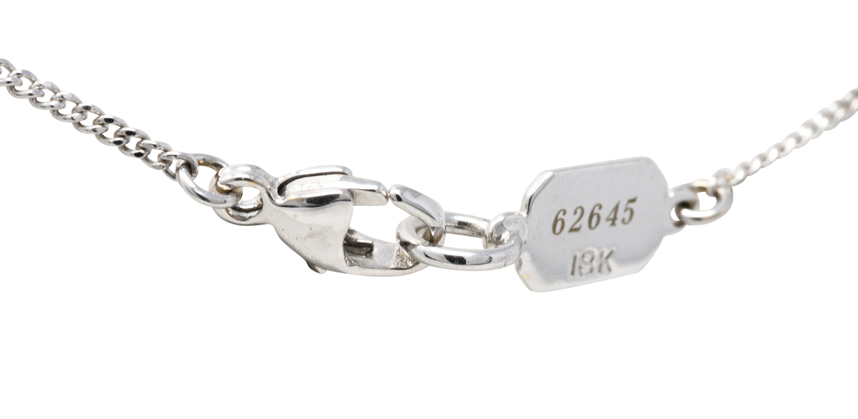 Contemporary 0.72 CTW Diamond 18 Karat White Gold Halo Pendant NecklaceNecklace - Wilson's Estate Jewelry