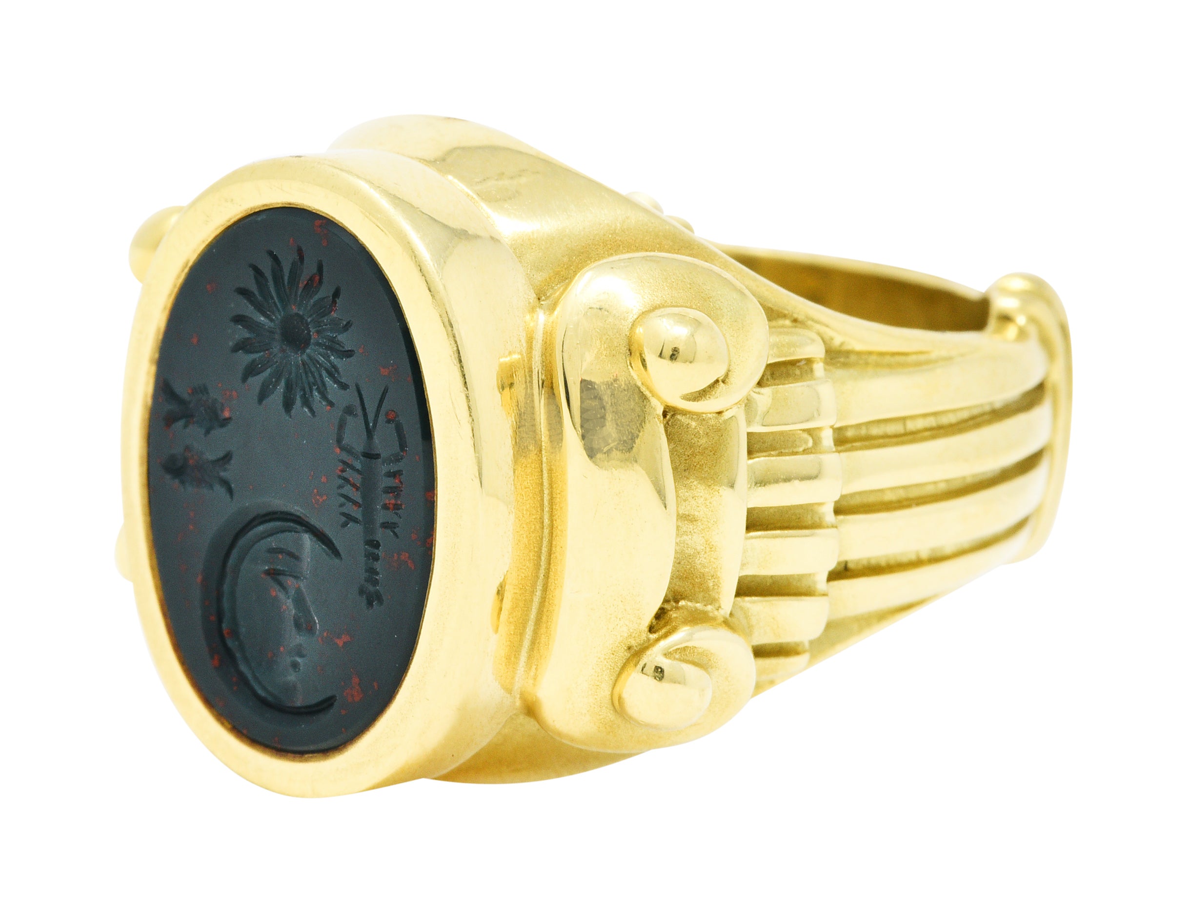Kieselstein-Cord Bloodstone Intaglio 18 Karat Gold Signet RingRing - Wilson's Estate Jewelry