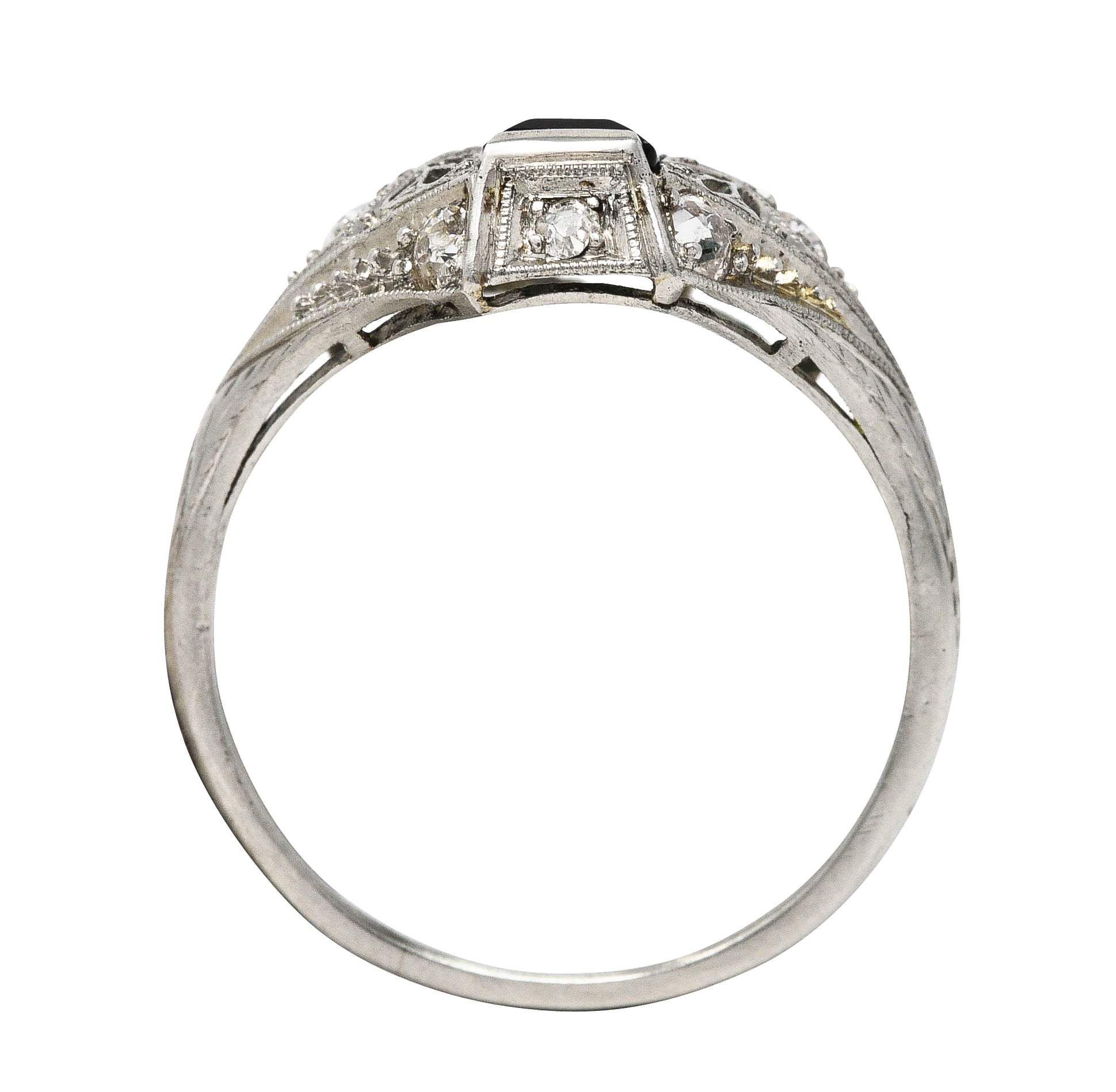 Art Deco Green Tourmaline Diamond Platinum Dinner RingRing - Wilson's Estate Jewelry