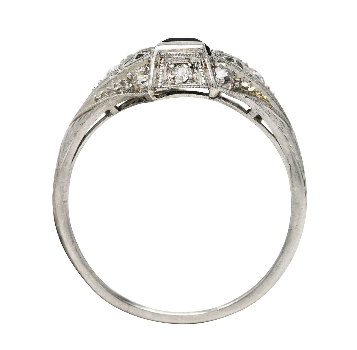 Art Deco Green Tourmaline Diamond Platinum Dinner RingRing - Wilson's Estate Jewelry