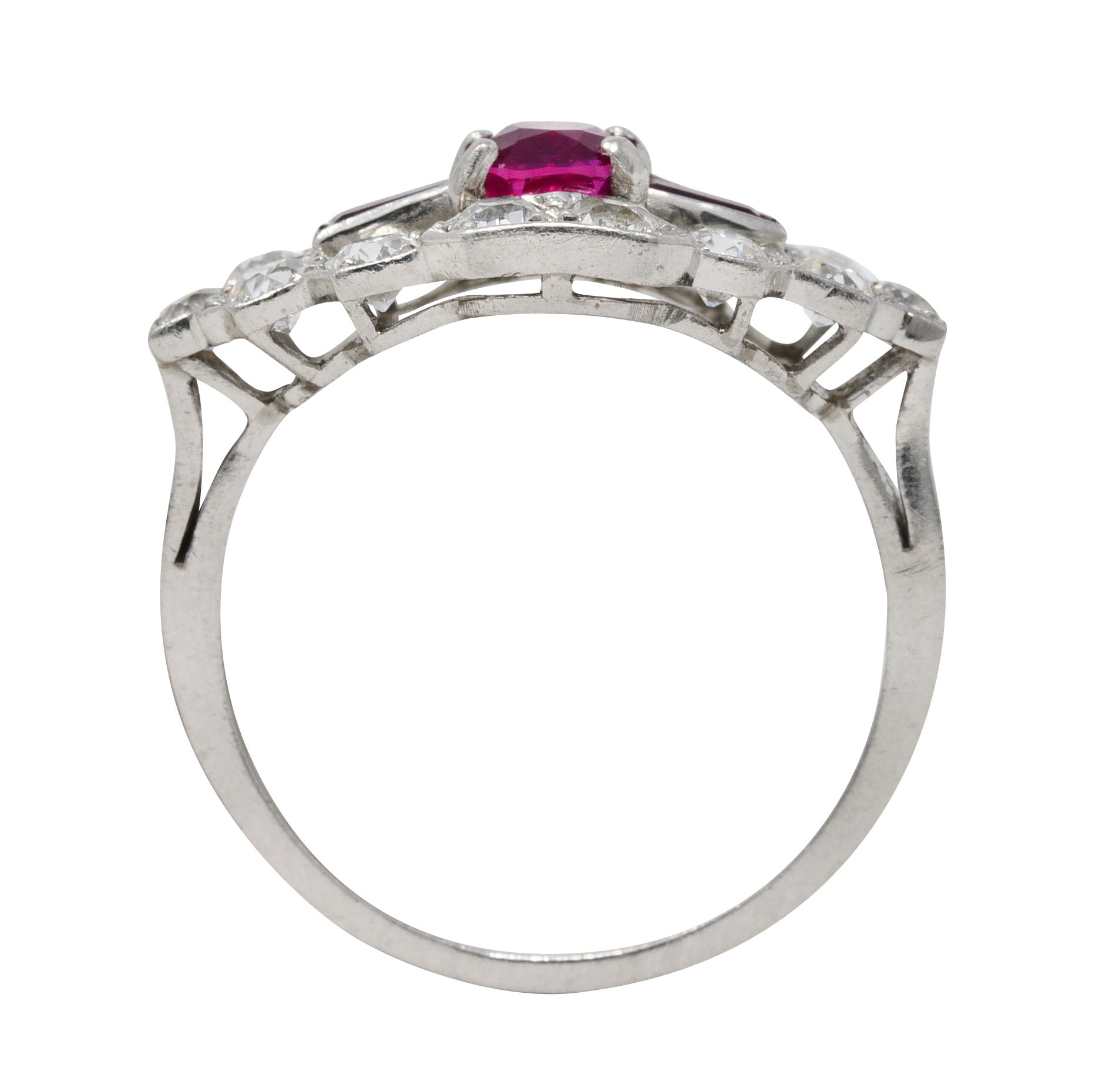 Frank Walter Lawrence Art Deco 1.97 CTW Diamond Ruby Platinum Dinner RingRing - Wilson's Estate Jewelry
