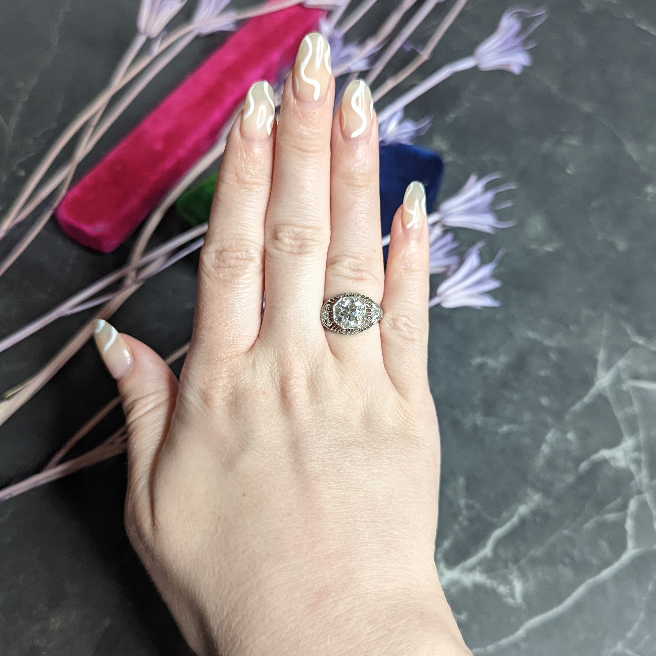 Antique Edwardian 2.45 Carats Old European Diamond Platinum Bombe Engagement Ring Wilson's Estate Jewelry