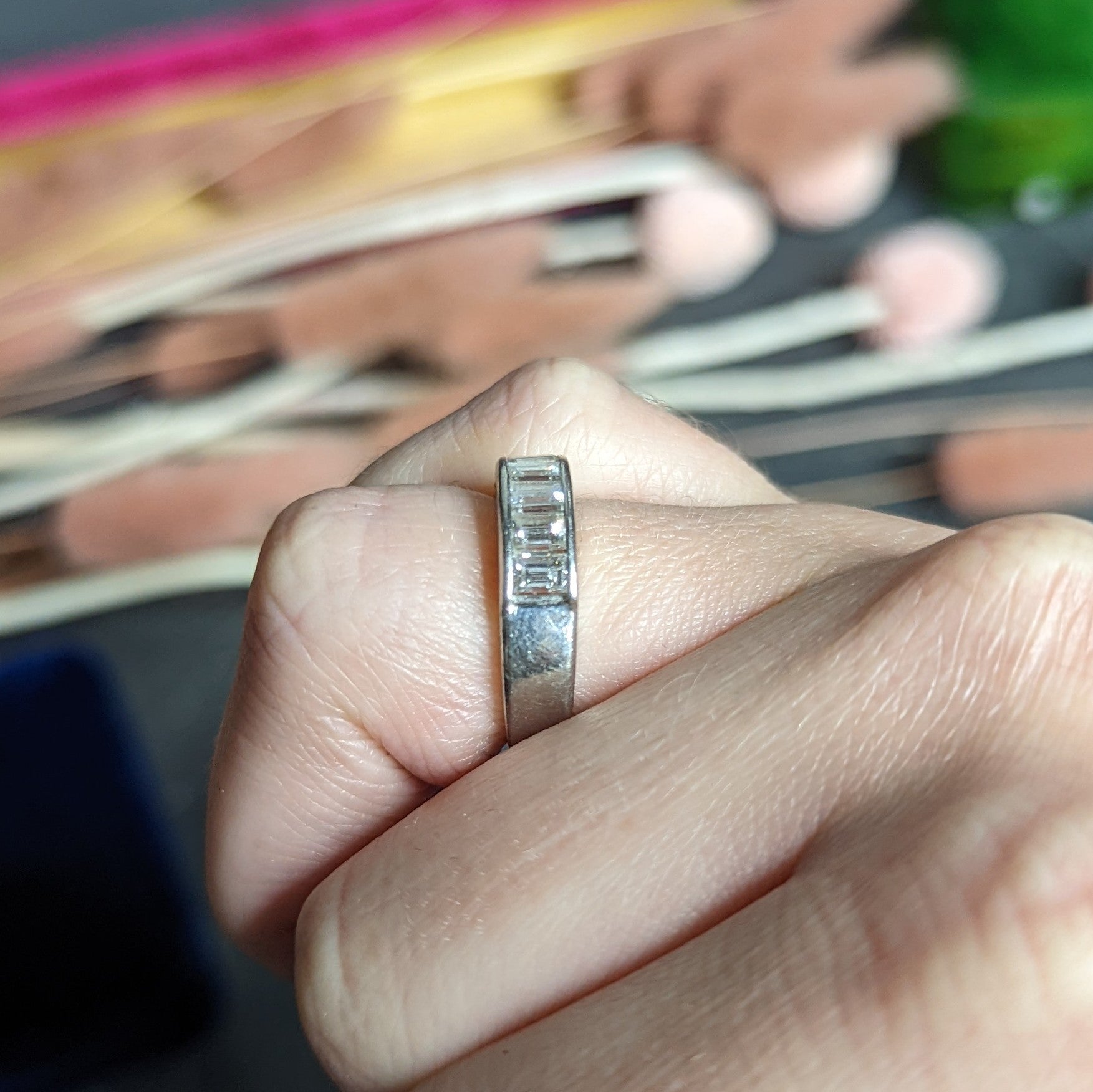 1.00 CTW Diamond Platinum Channel Band Ring Wilson's Estate Jewelry