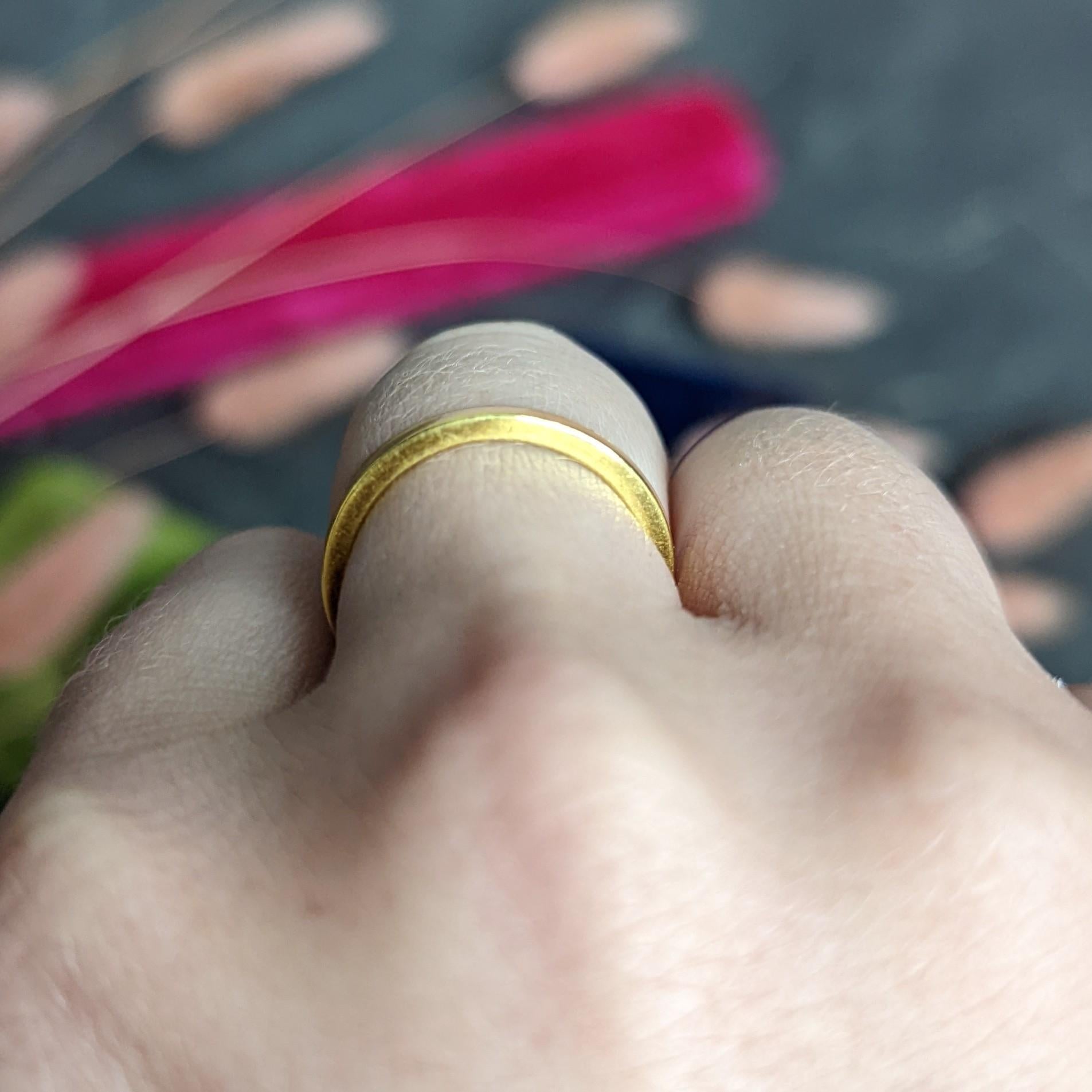 Hidalgo 1990's Vintage Peach Enamel 18 Karat Yellow Gold Eternity Band Ring