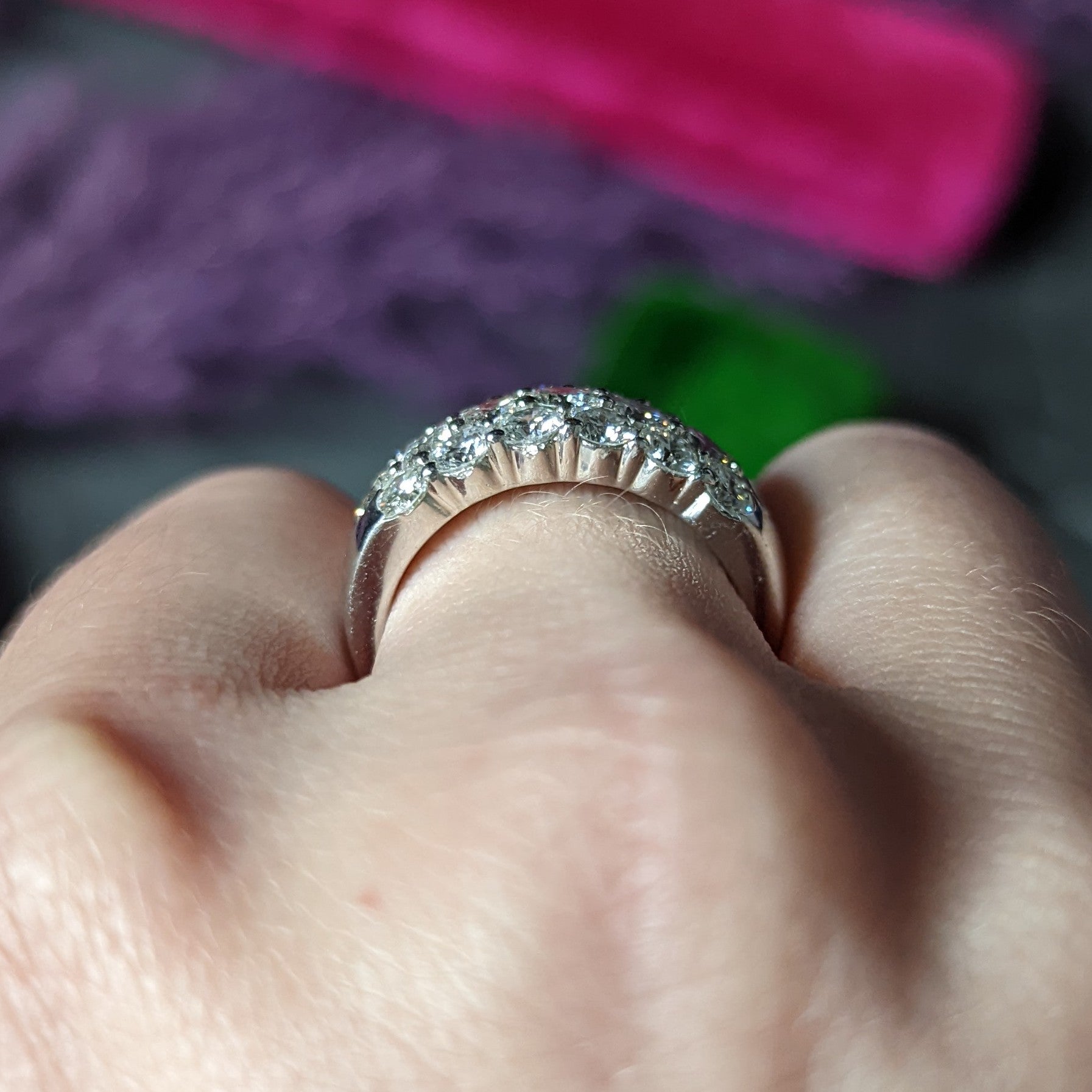 Contemporary 3.50 CTW Pave Diamond 18 Karat White Gold Band Ring Wilson's Estate Jewelry