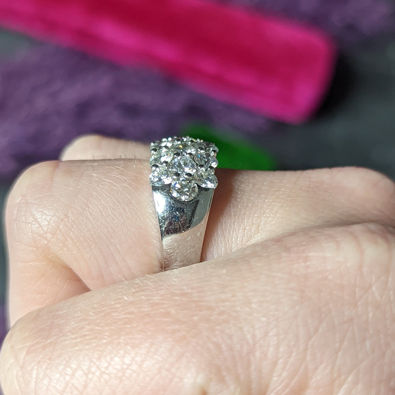 Contemporary 3.50 CTW Pave Diamond 18 Karat White Gold Band Ring Wilson's Estate Jewelry