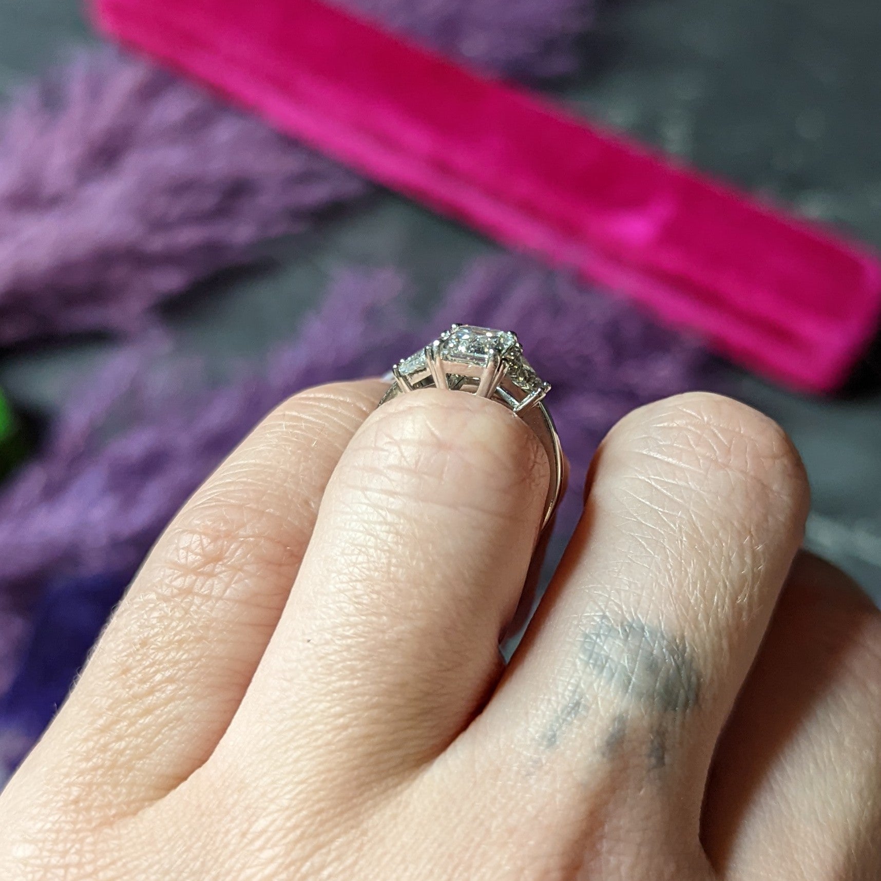Mid-Century 2.51 CTW Emerald Cut Diamond 14 White Gold Engagement Ring GIA Wilson's Estate Jewelry