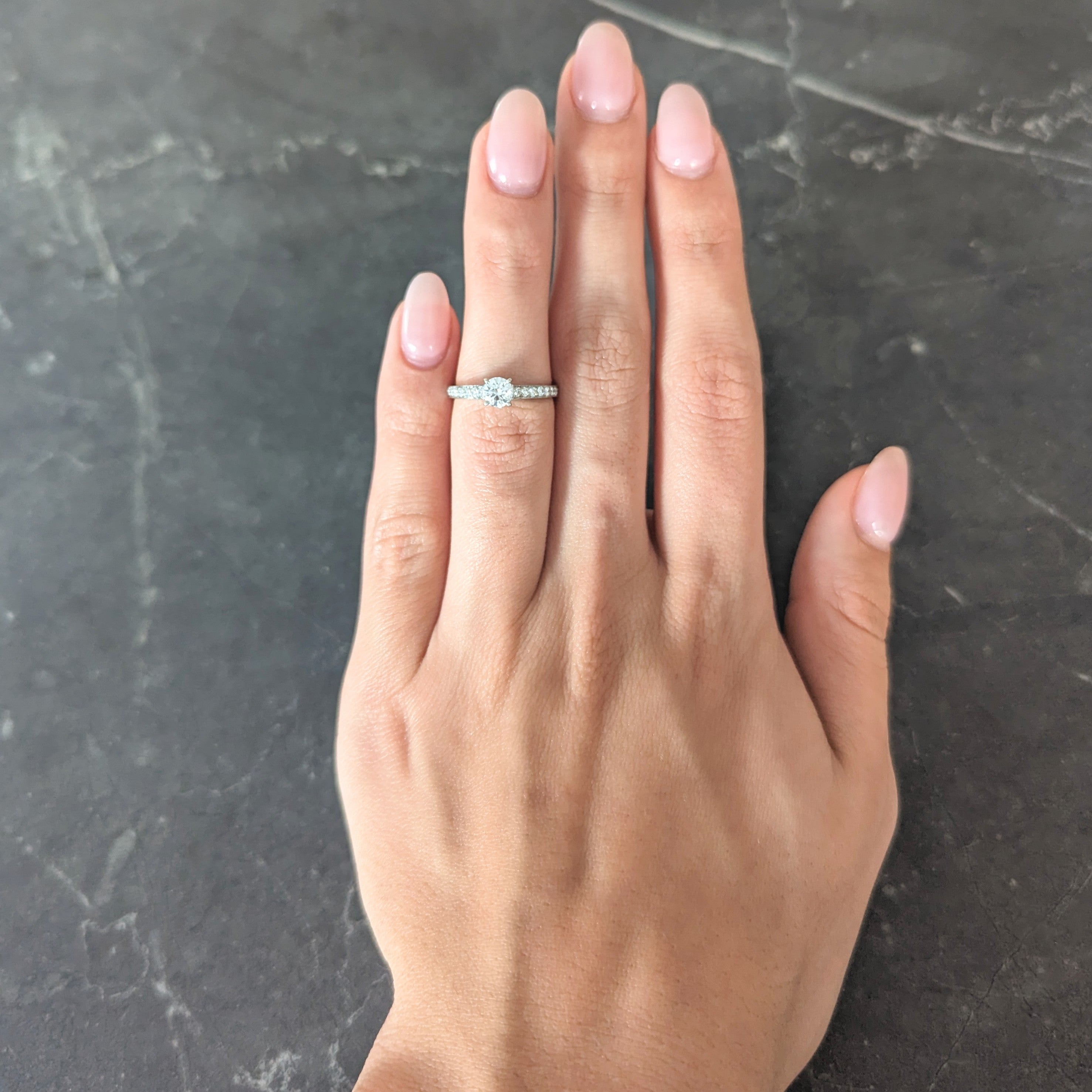 Cartier French Contemporary 0.42 CTW Transitional Cut Diamond Platinum Engagement Ring GIA Wilson's Estate Jewelry