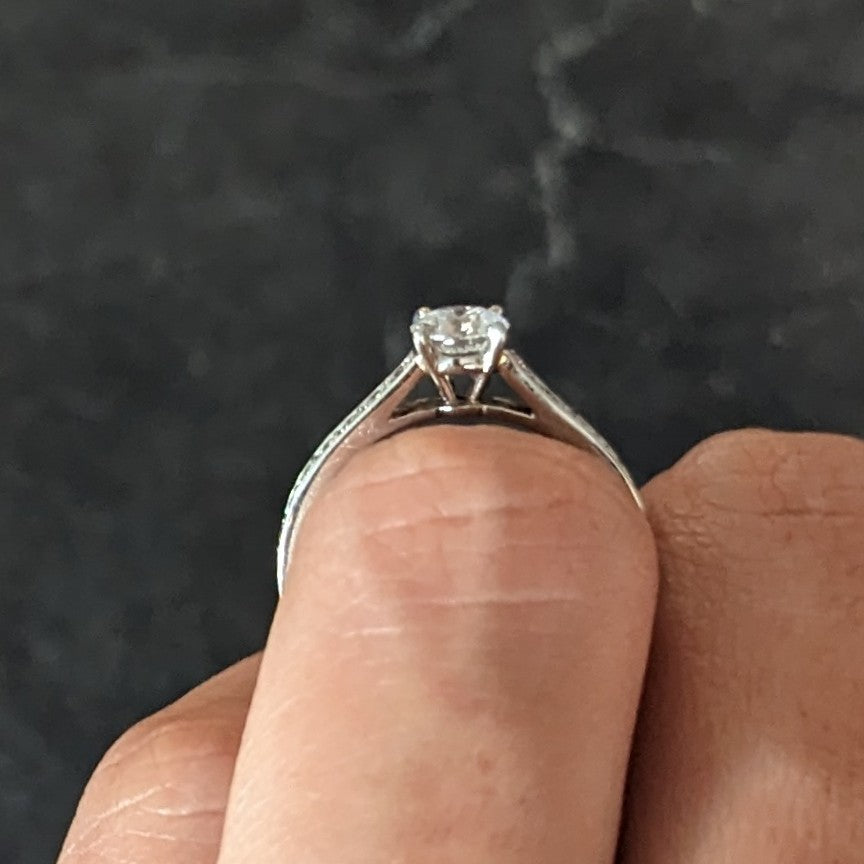 Cartier French Contemporary 0.42 CTW Transitional Cut Diamond Platinum Engagement Ring GIA Wilson's Estate Jewelry