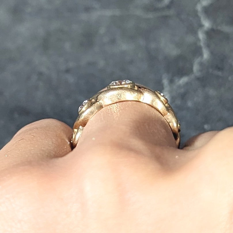 1970's 0.70 CTW 14 Karat Yellow Gold Scroll Vintage Five Stone Ring Wilson's Estate Jewelry