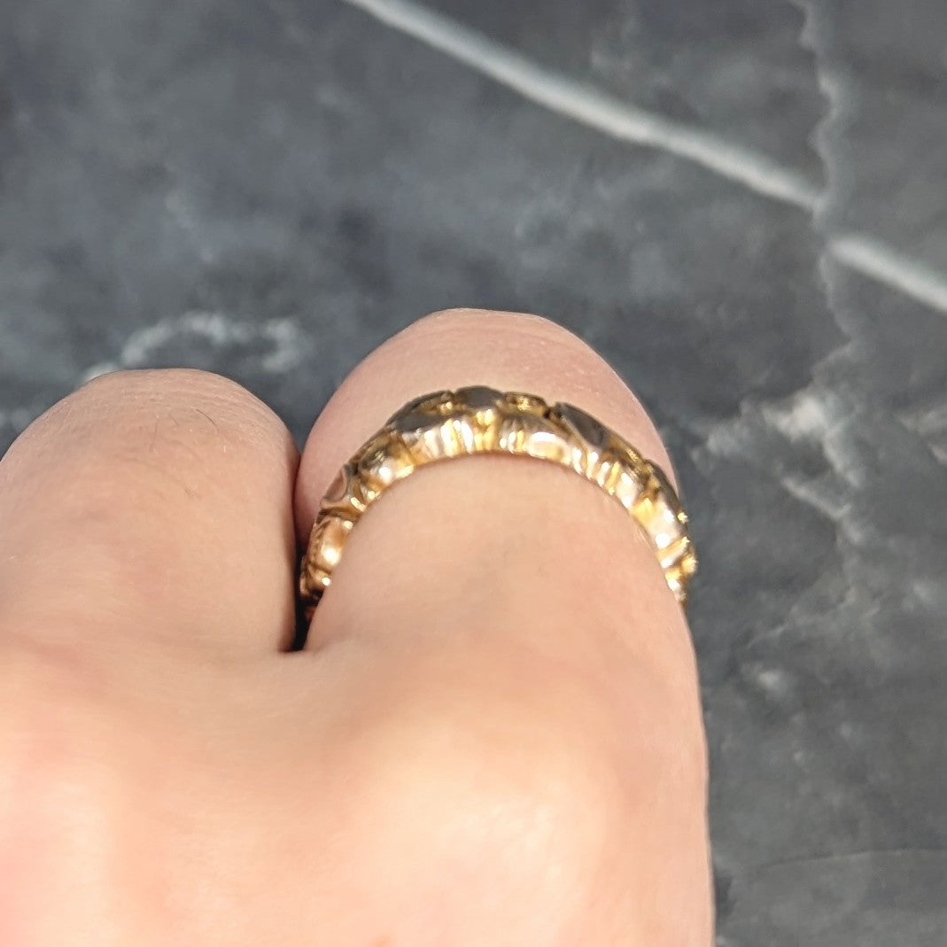 Art Nouveau 14 Karat Yellow Gold Pansy Antique Floral Eternity Band Ring Wilson's Estate Jewelry