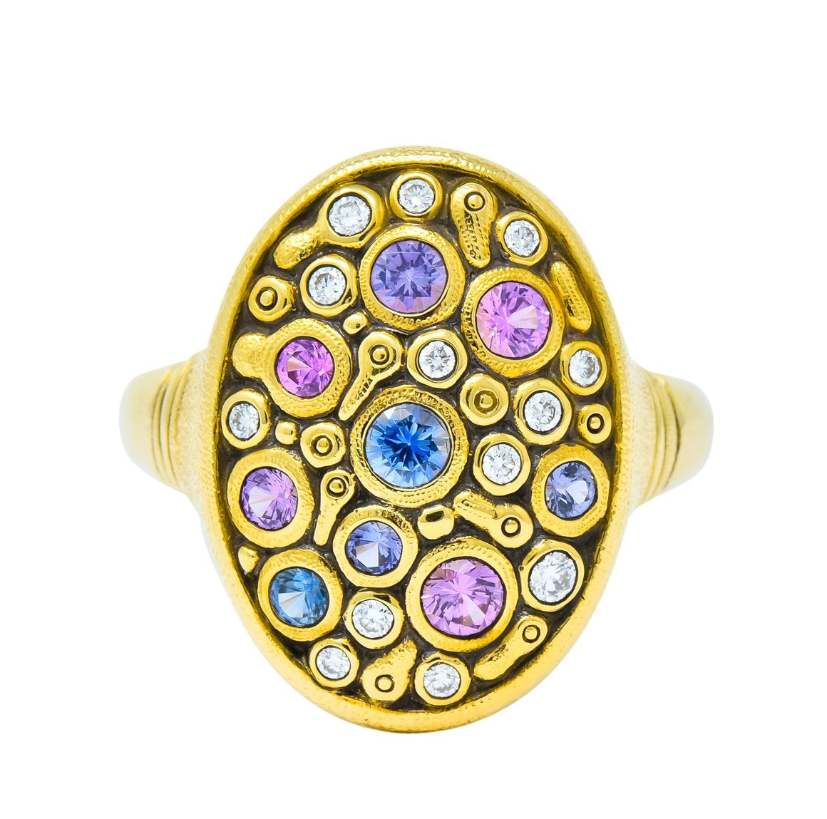 Alex Sepkus 1.80 CTW Diamond Multi-Sapphire 18 Karat Gold Constellation Ring - Wilson's Estate Jewelry